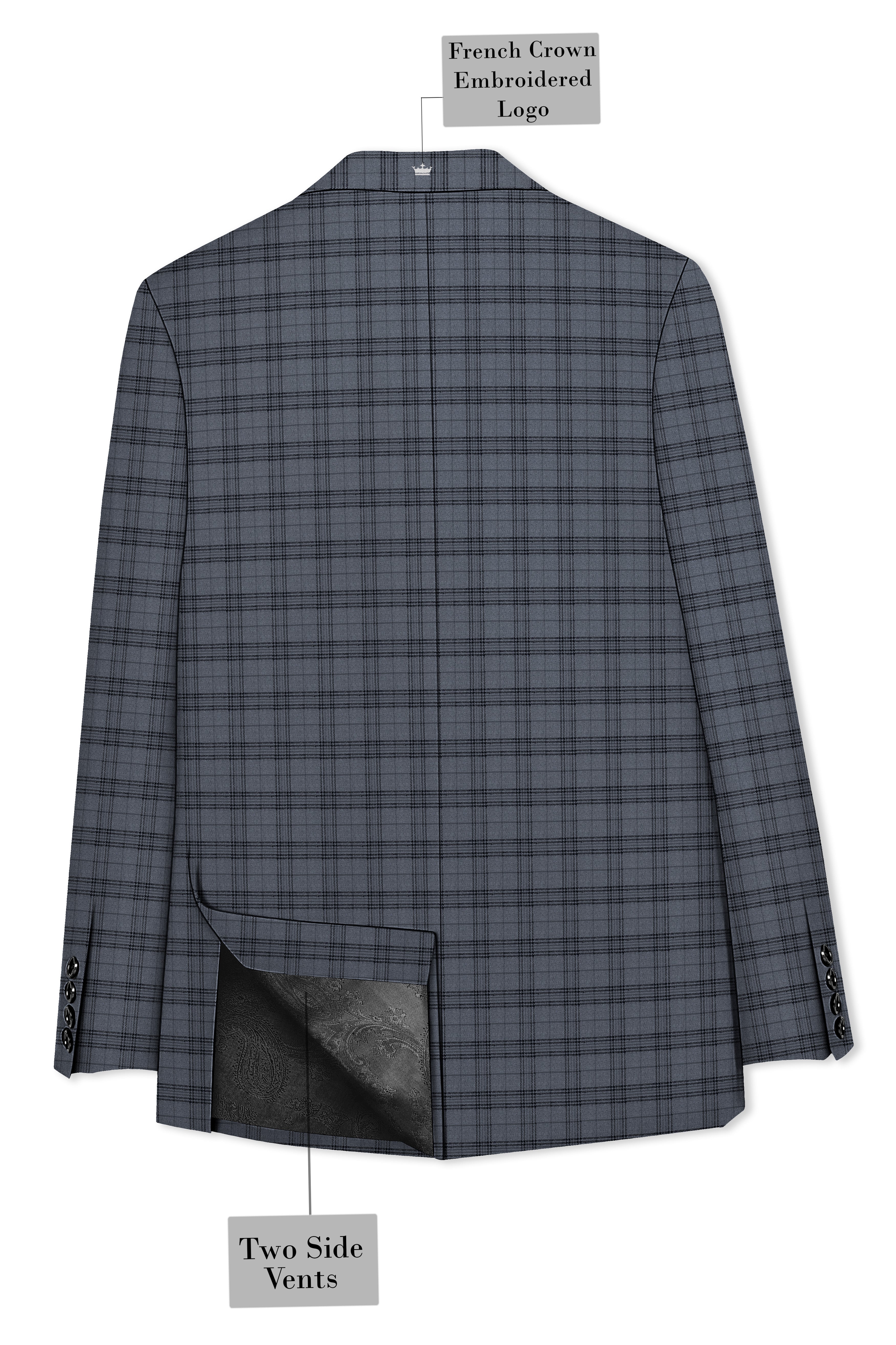 Masala Grey Plaid Double Breasted Wool Rich Blazer