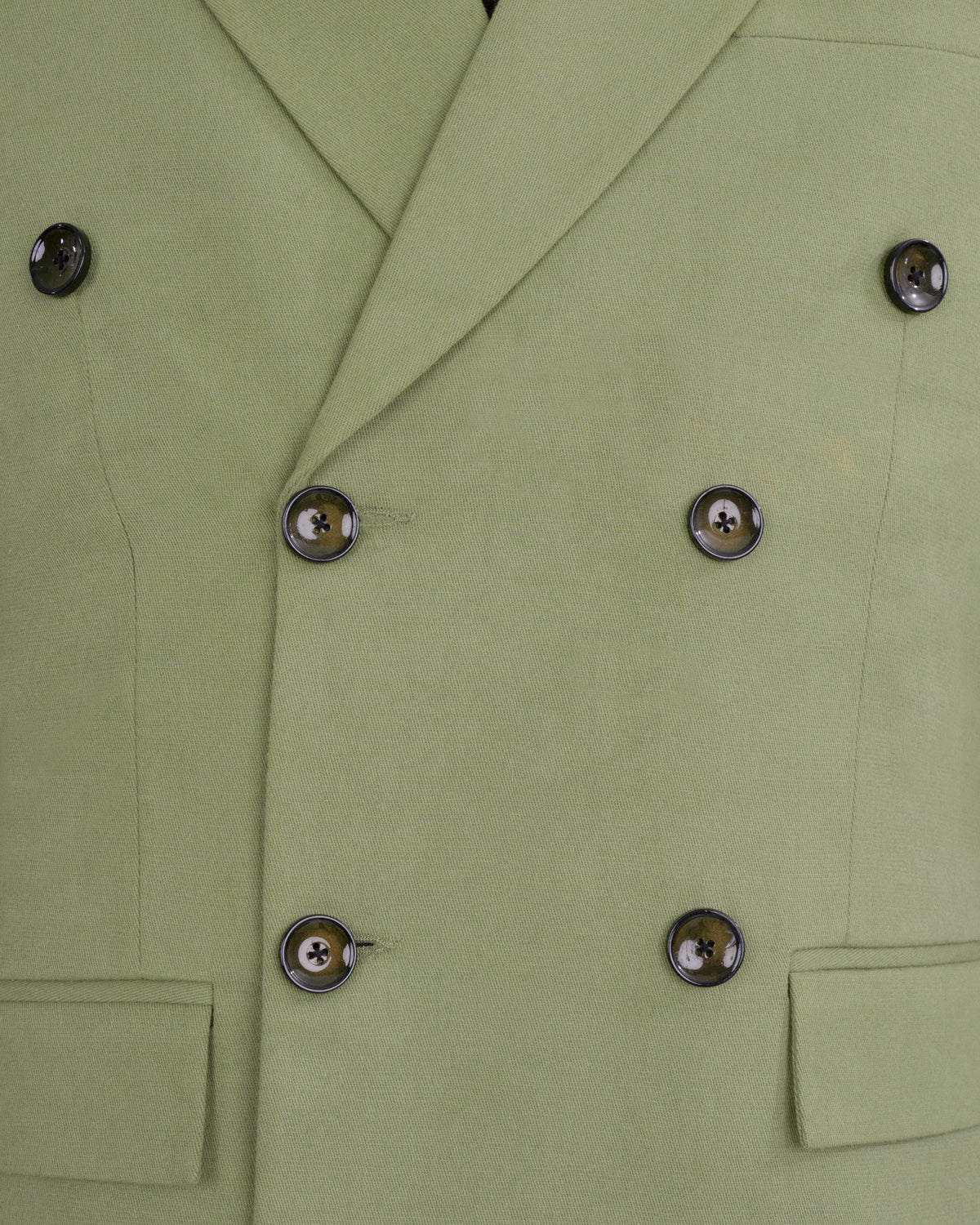 Kelp Green Heavyweight Double-Breasted Premium Cotton Blazer