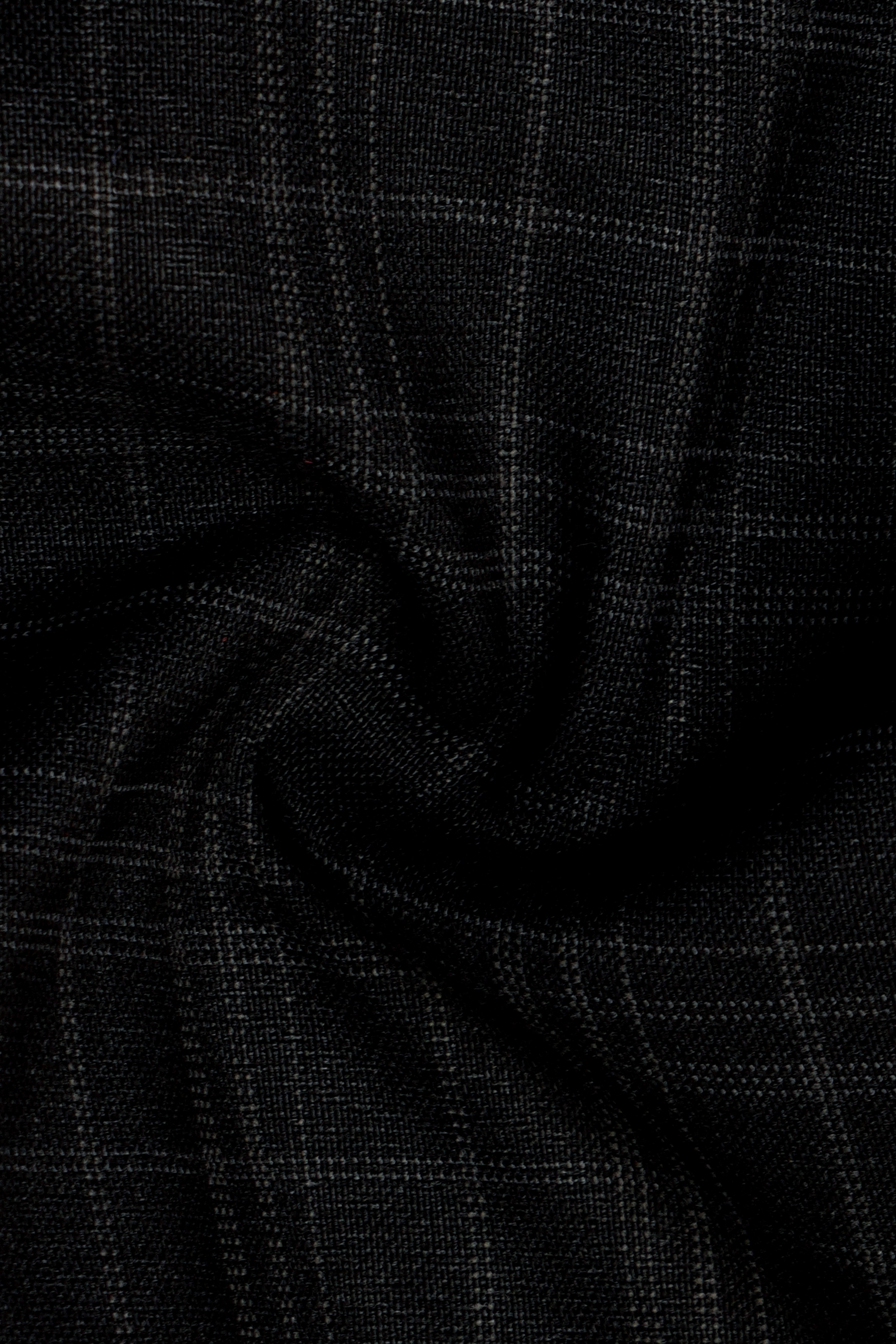 Star Dust and Shark Grey Plaid Cross Placket Bandhgala Wool rich Blazer