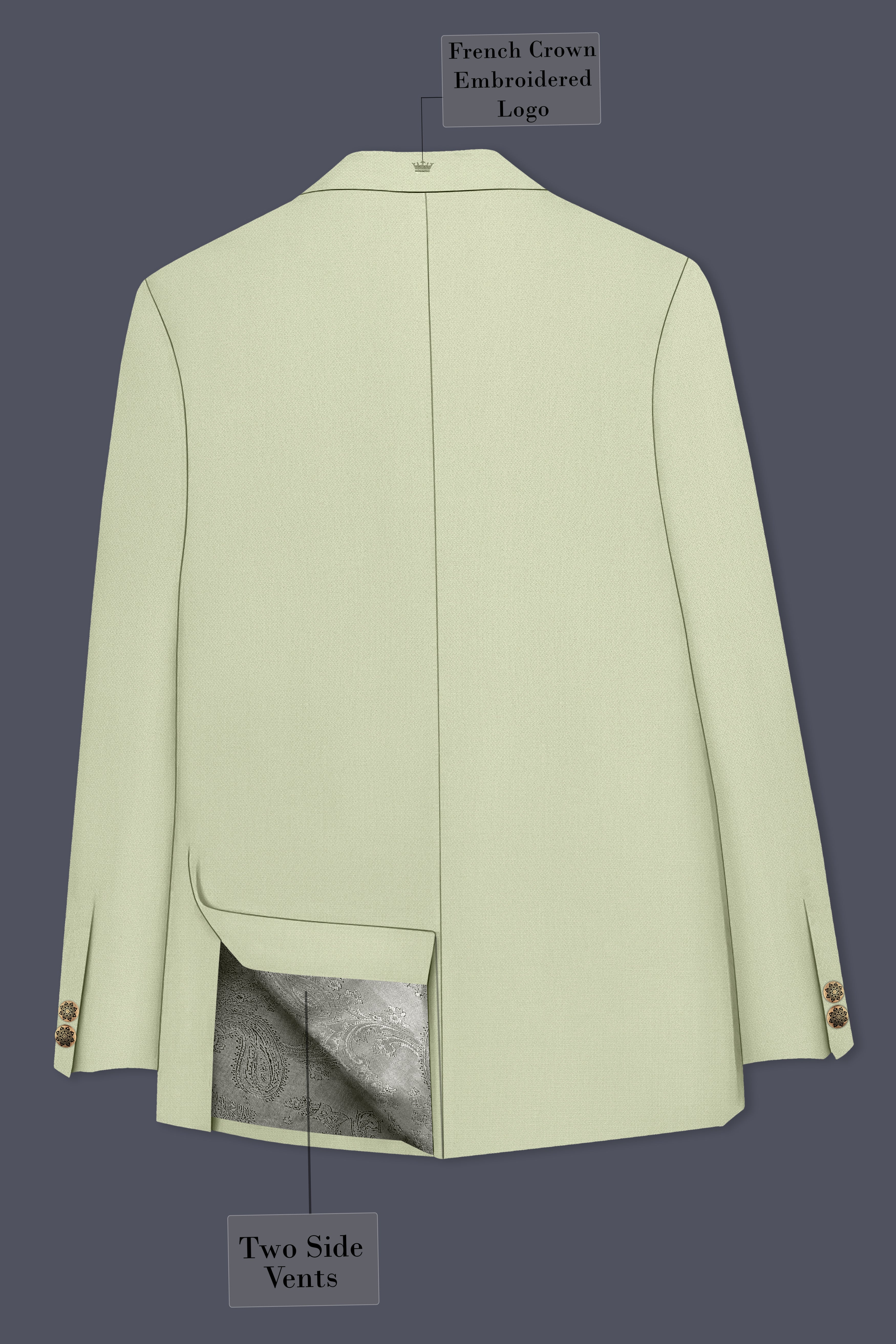 Sisal Cream Cross Placket Wool Rich Bandhgala Blazer