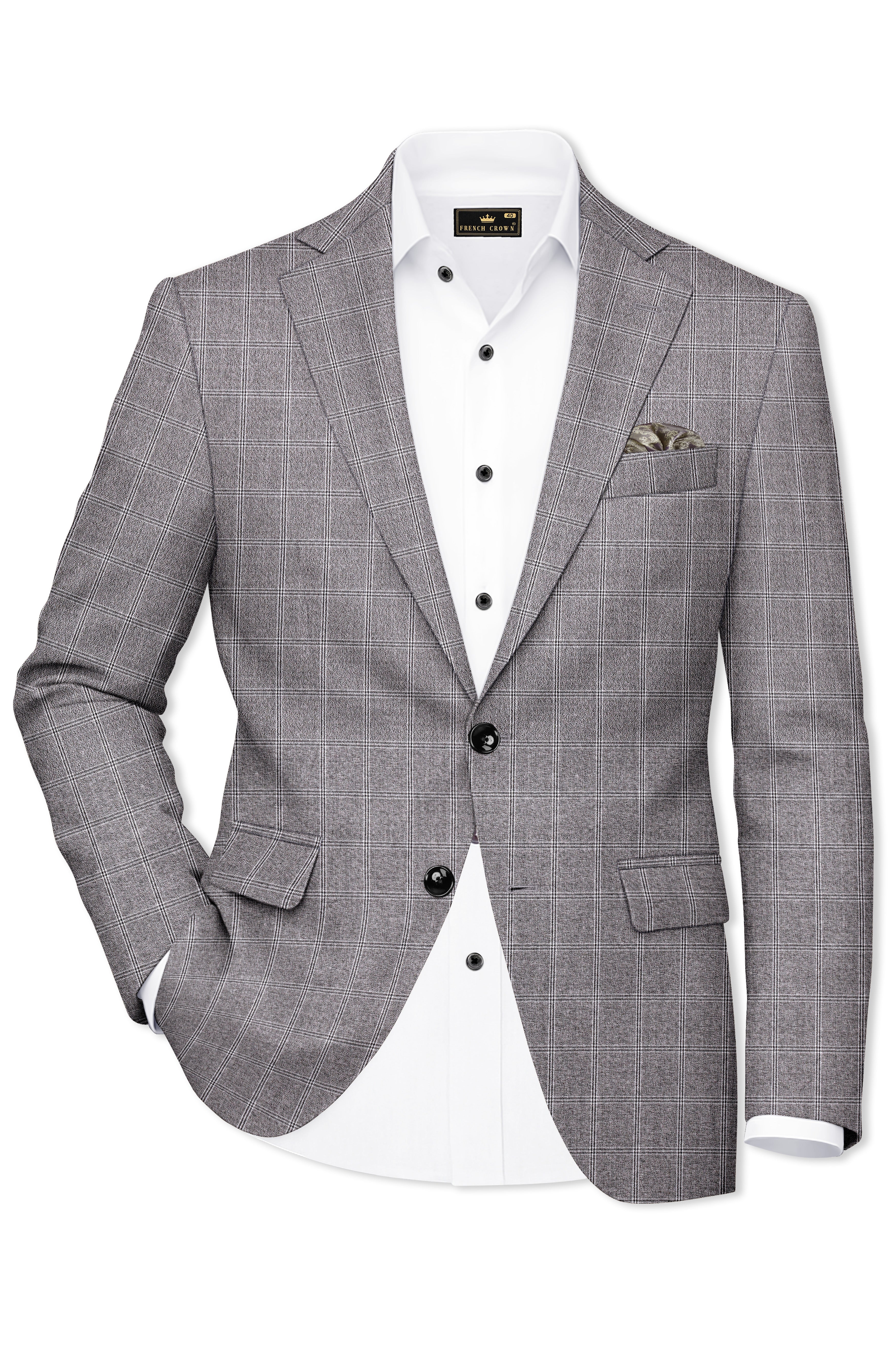 Manatee Grey windowpane Wool Rich Blazer