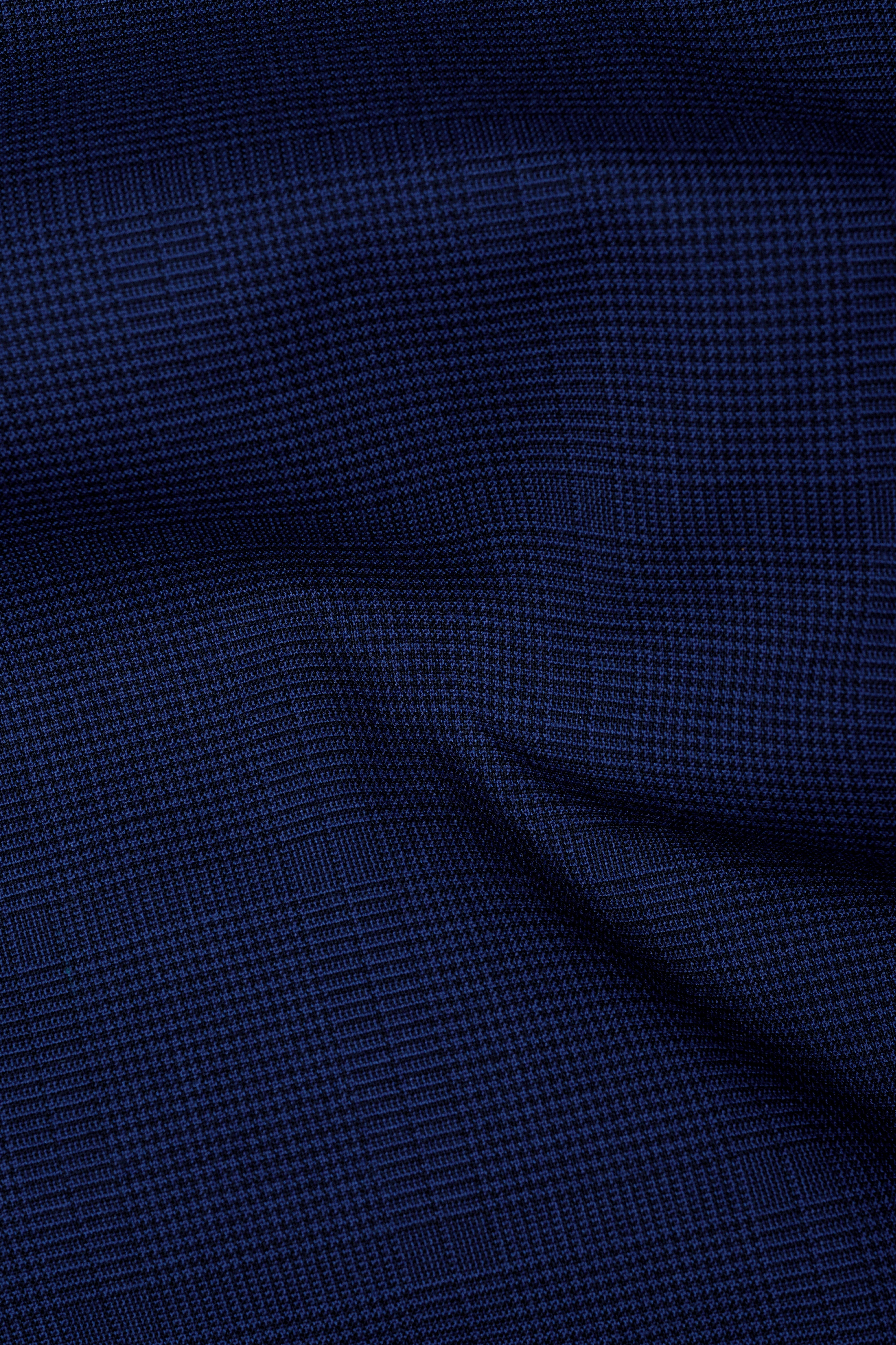 Valhalla Blue subtle plaid Wool Rich Tuxedo Blazer