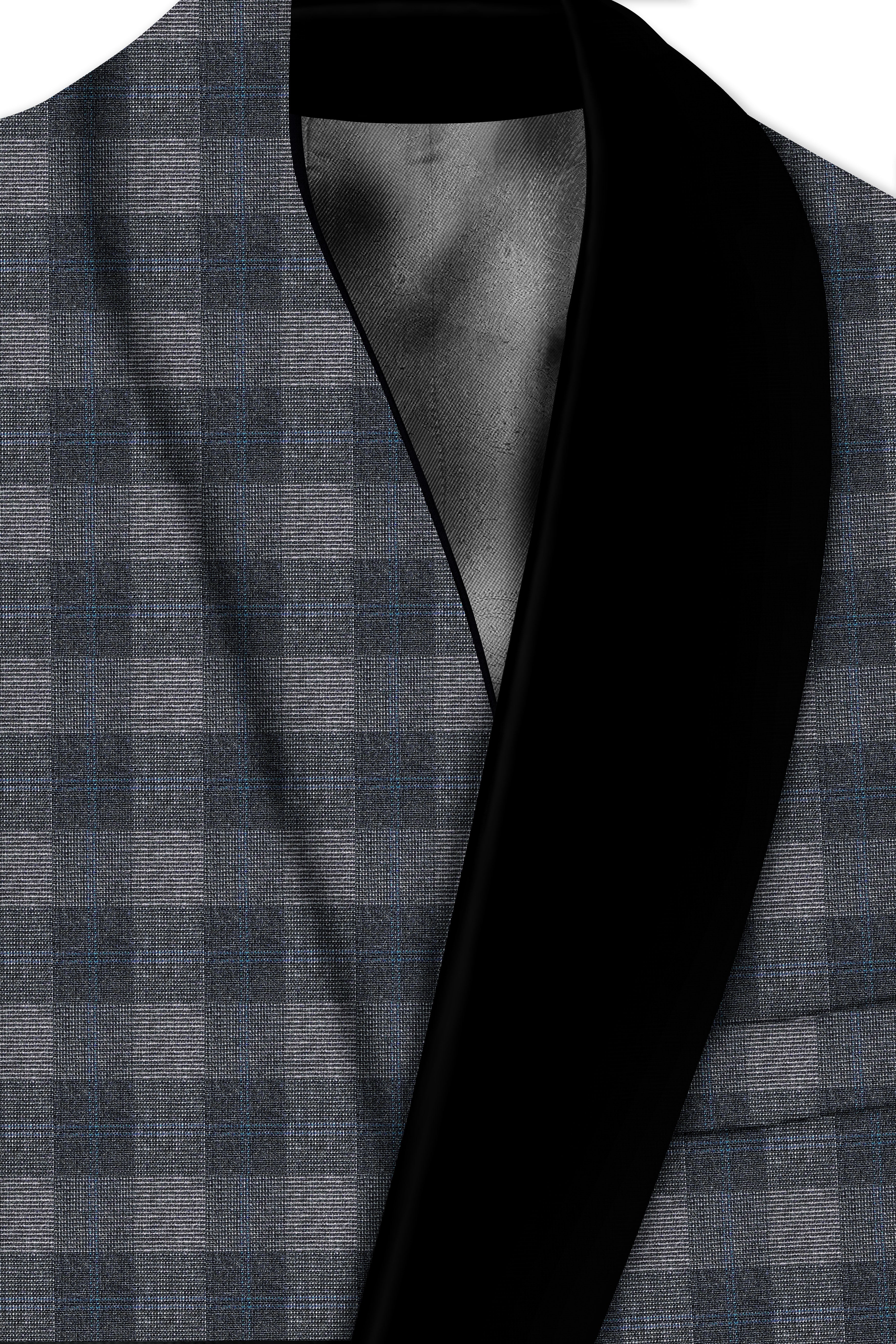 Nobel and Chicago Grey Plaid Wool Rich Tuxedo Blazer
