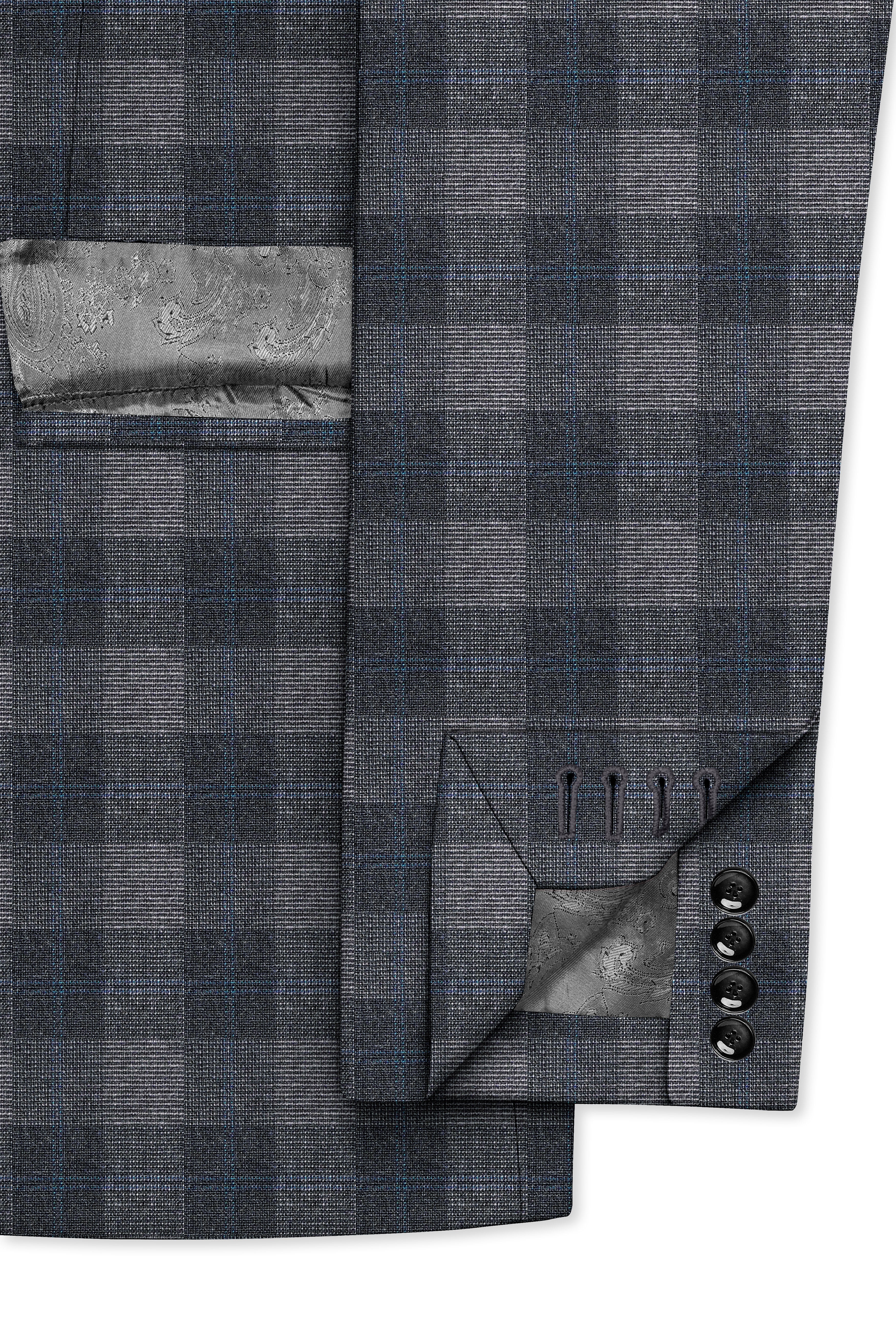 Nobel and Chicago Grey Plaid Wool Rich Tuxedo Blazer