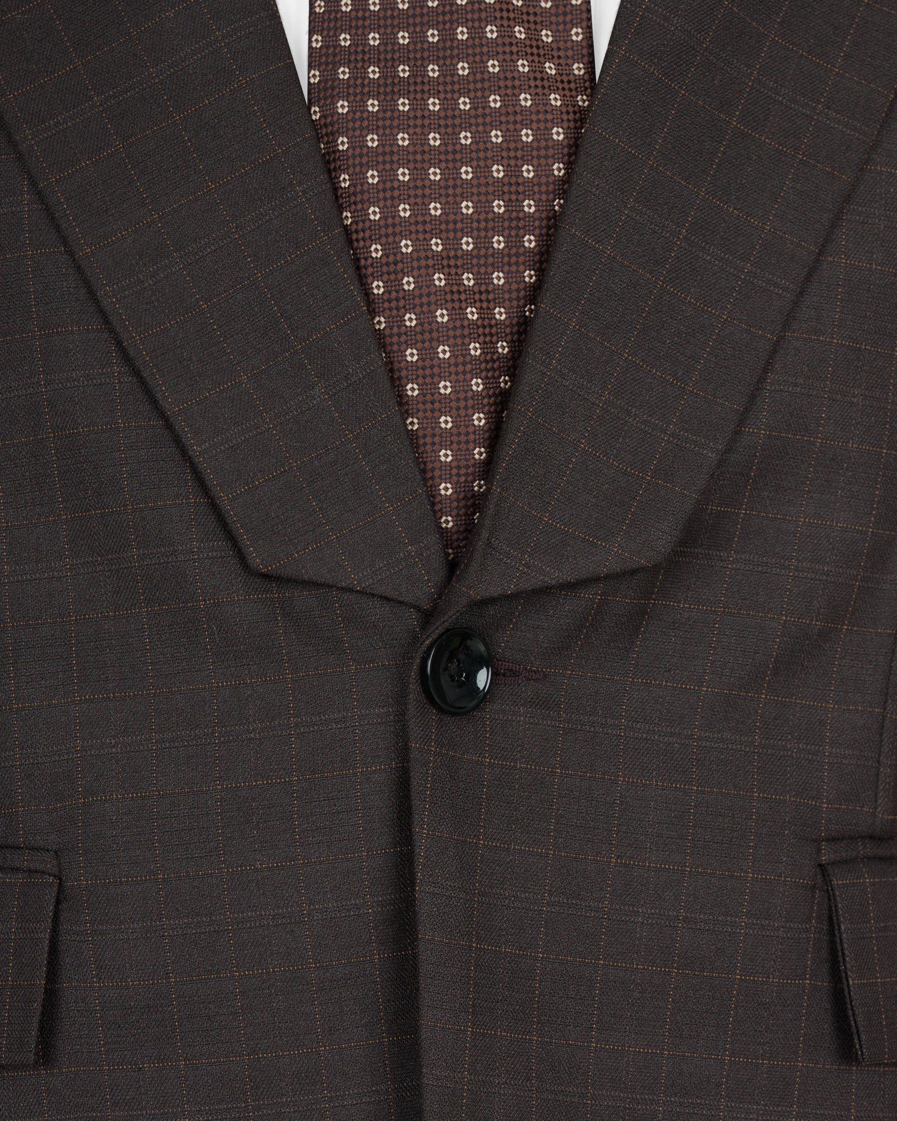 Brown Plaid Wool Rich Blazer