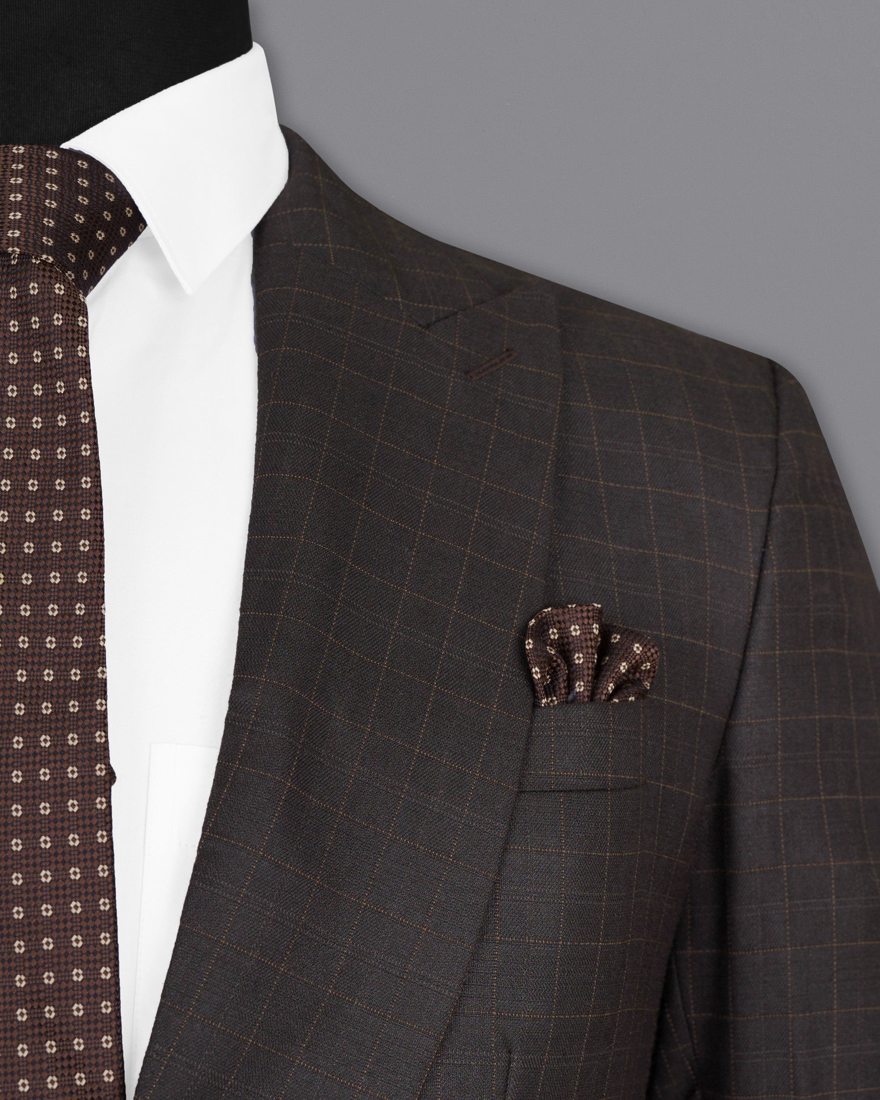 Brown Plaid Wool Rich Blazer