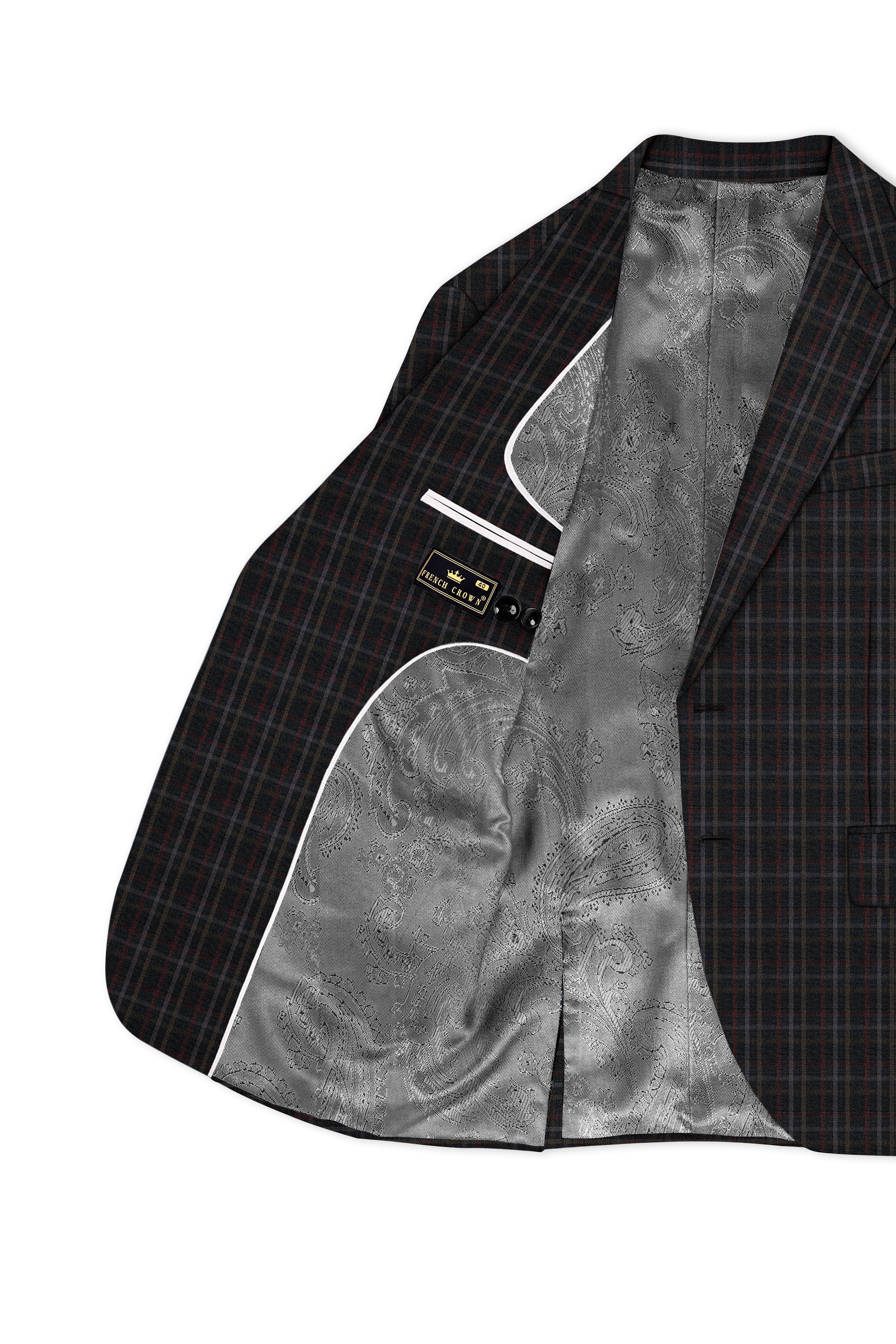 Zeus Black Plaid Wool Rich Blazer