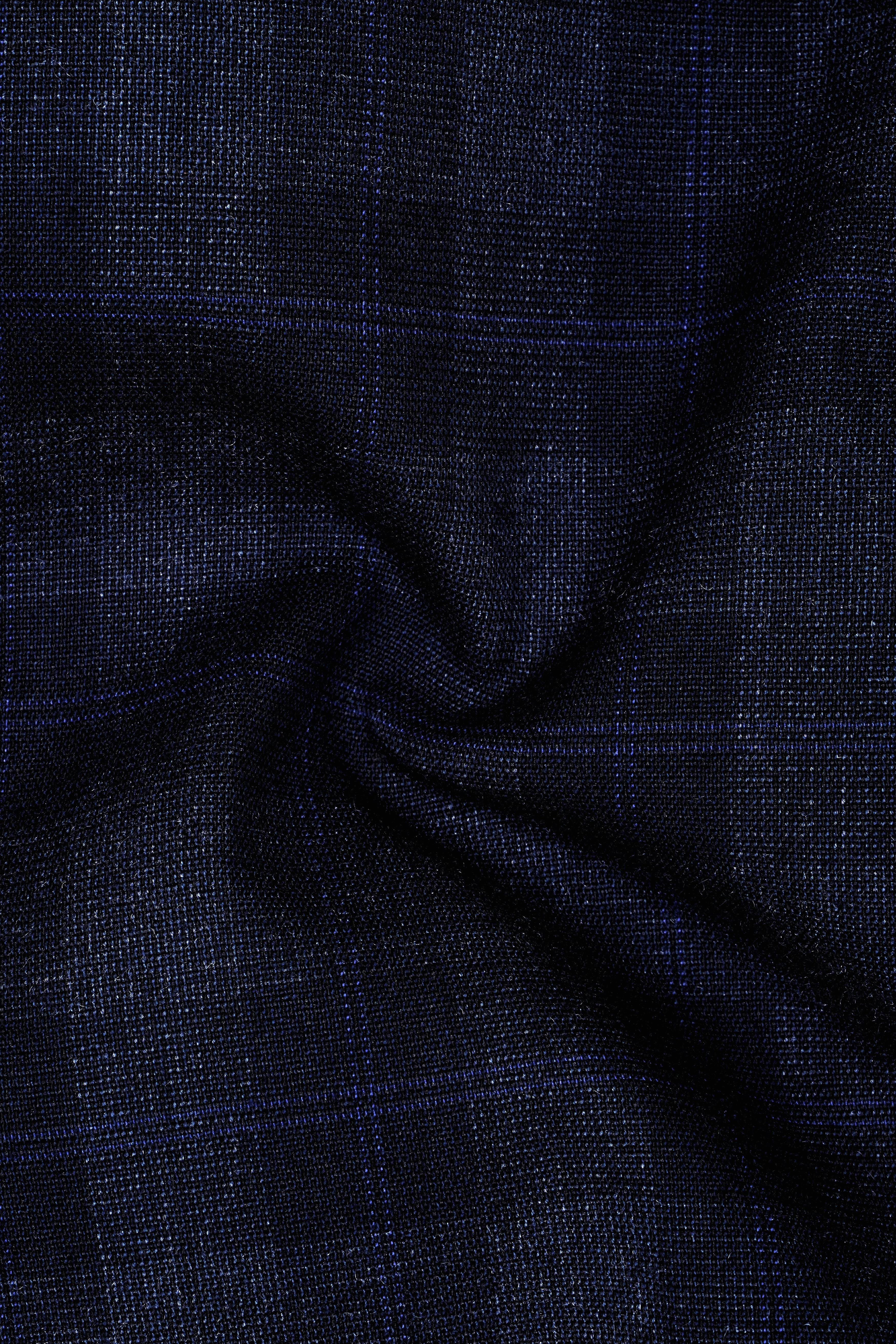 Bastille Grey Plaid Wool Rich Cross Placket Bandhgala Blazer