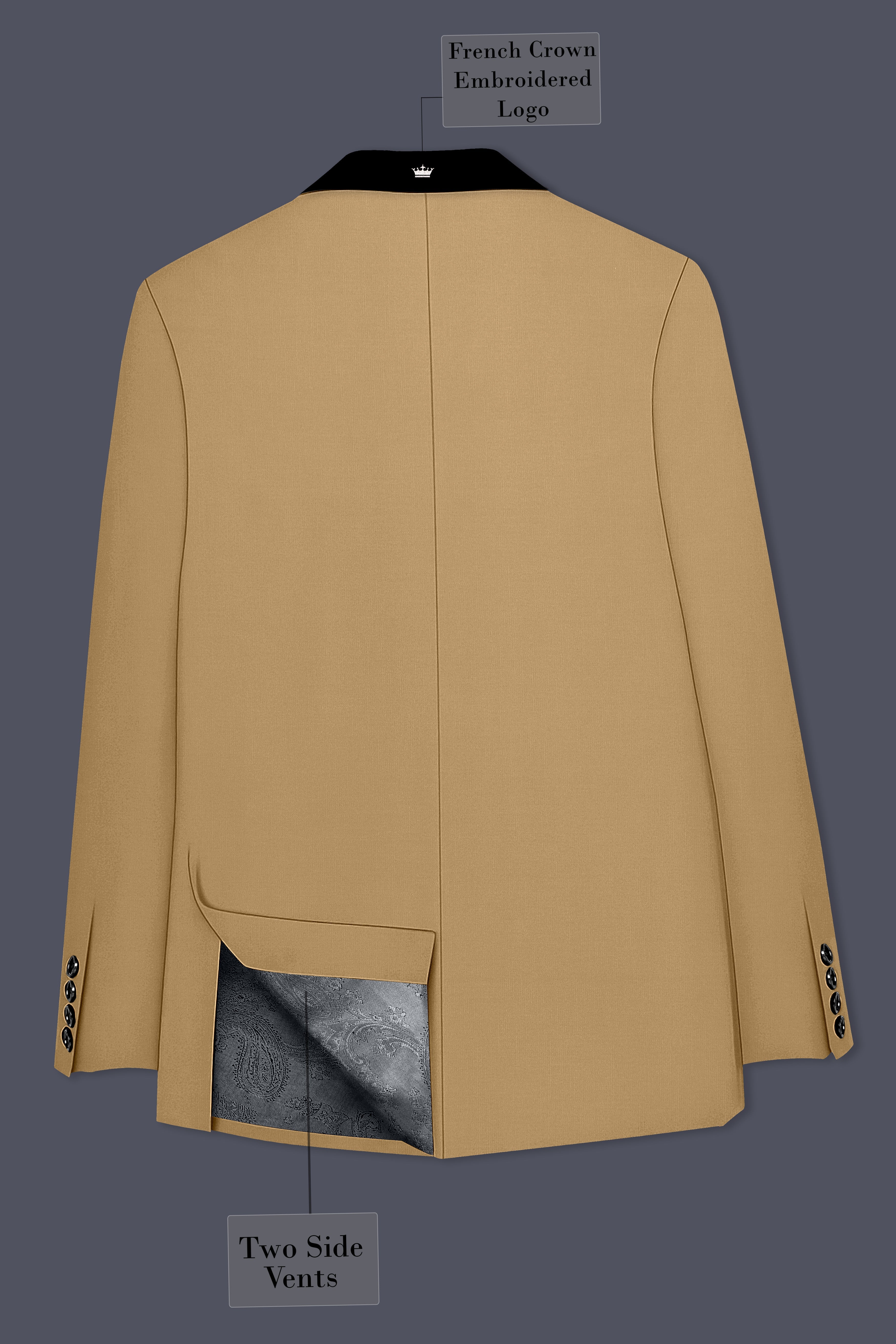 Oak Brown Premium Cotton Tuxedo Blazer