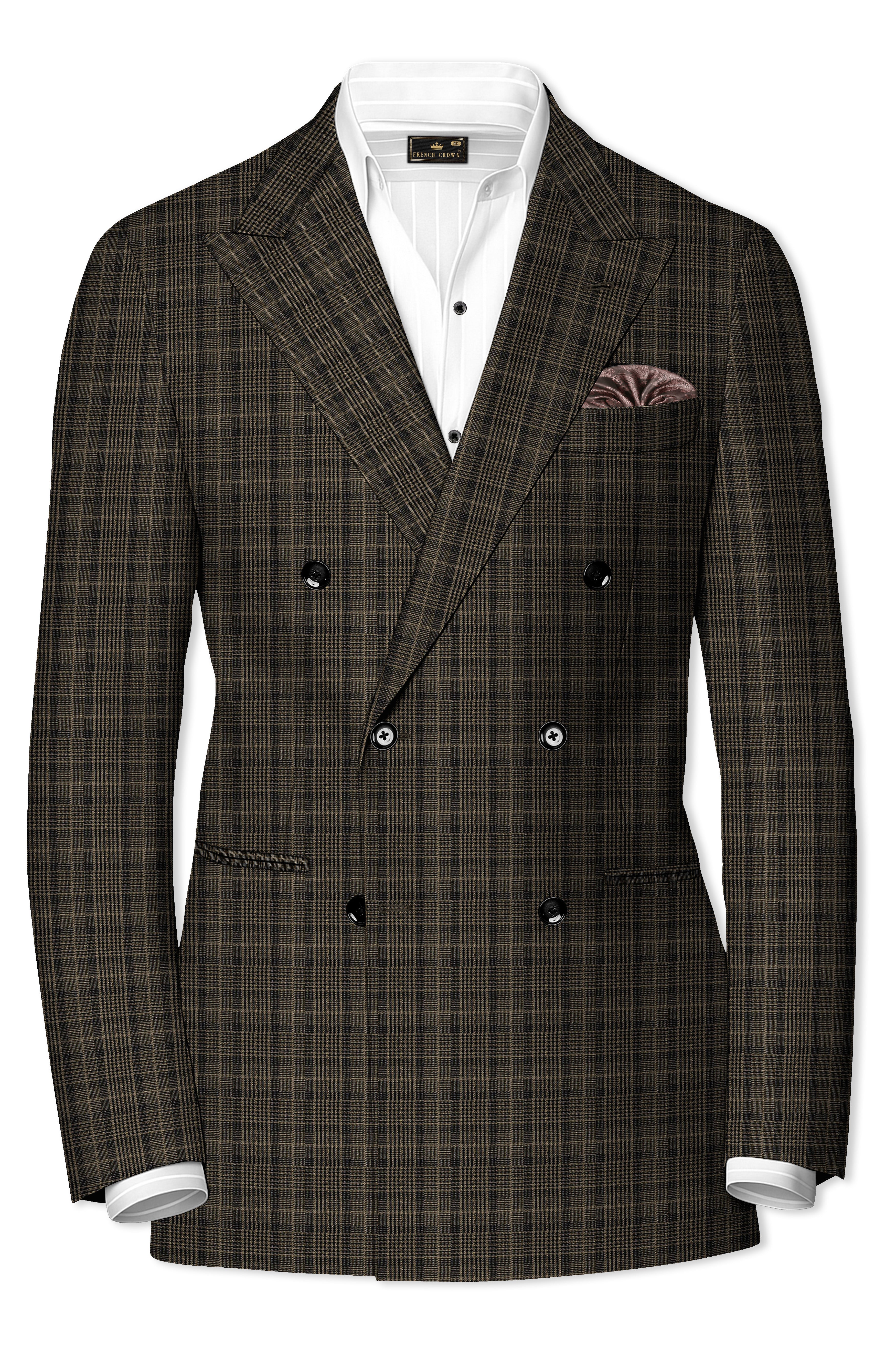 Walnut Plaid Double Breasted Blazer
