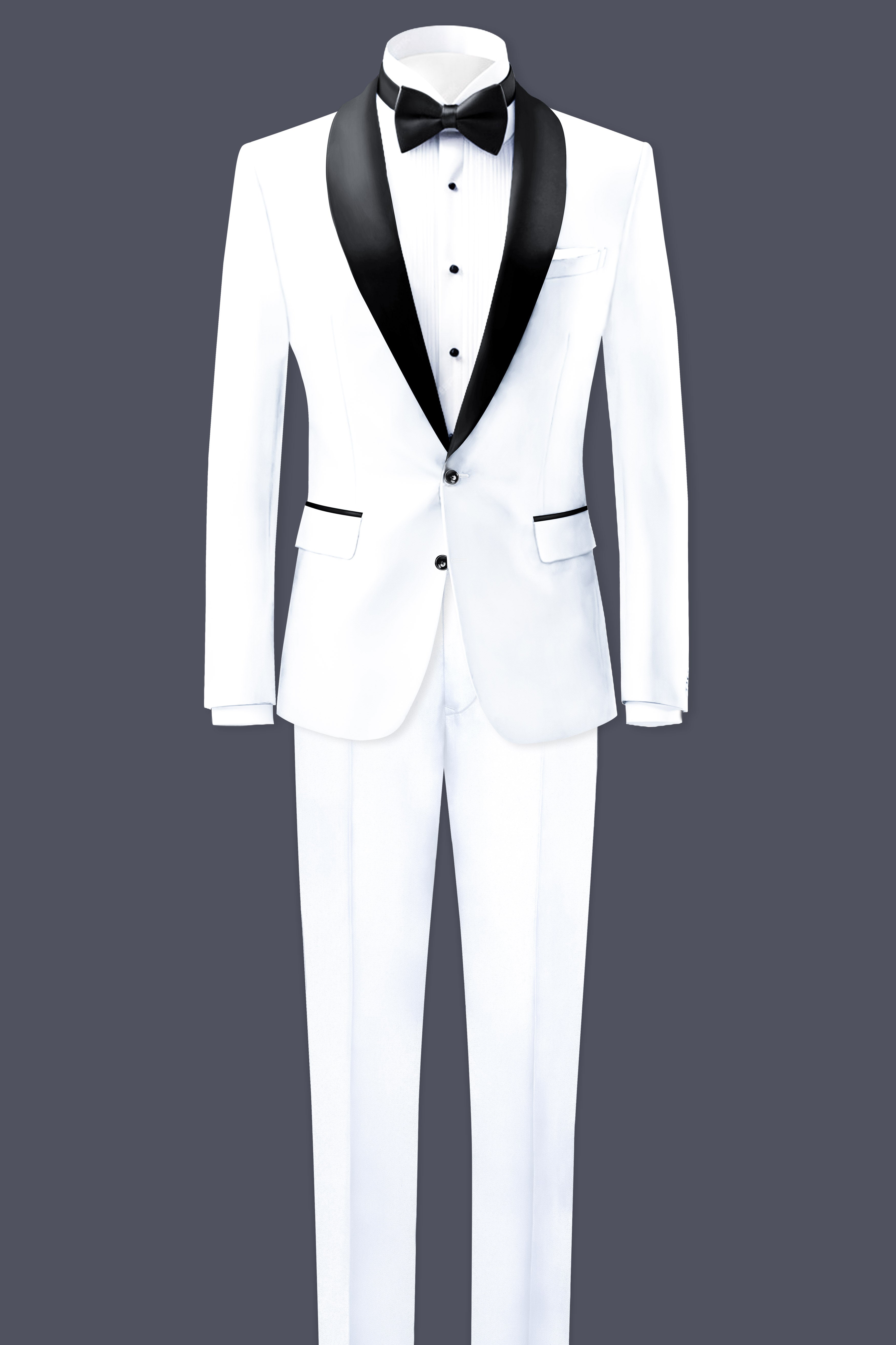 Bright White Stretchable Subtle Sheen Tuxedo Blazer