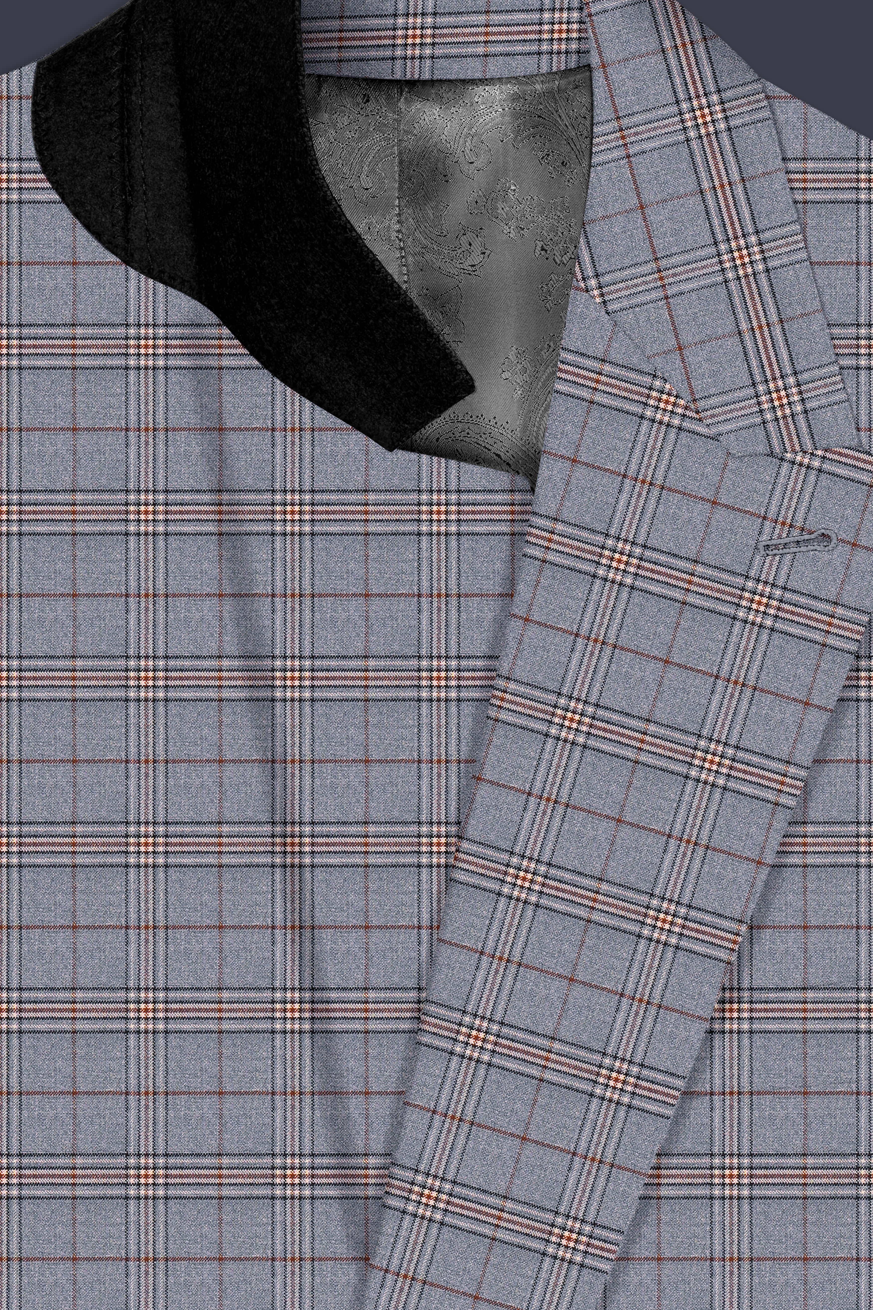 Chicago Gray Super fine Plaid Double Breasted Wool Rich Blazer