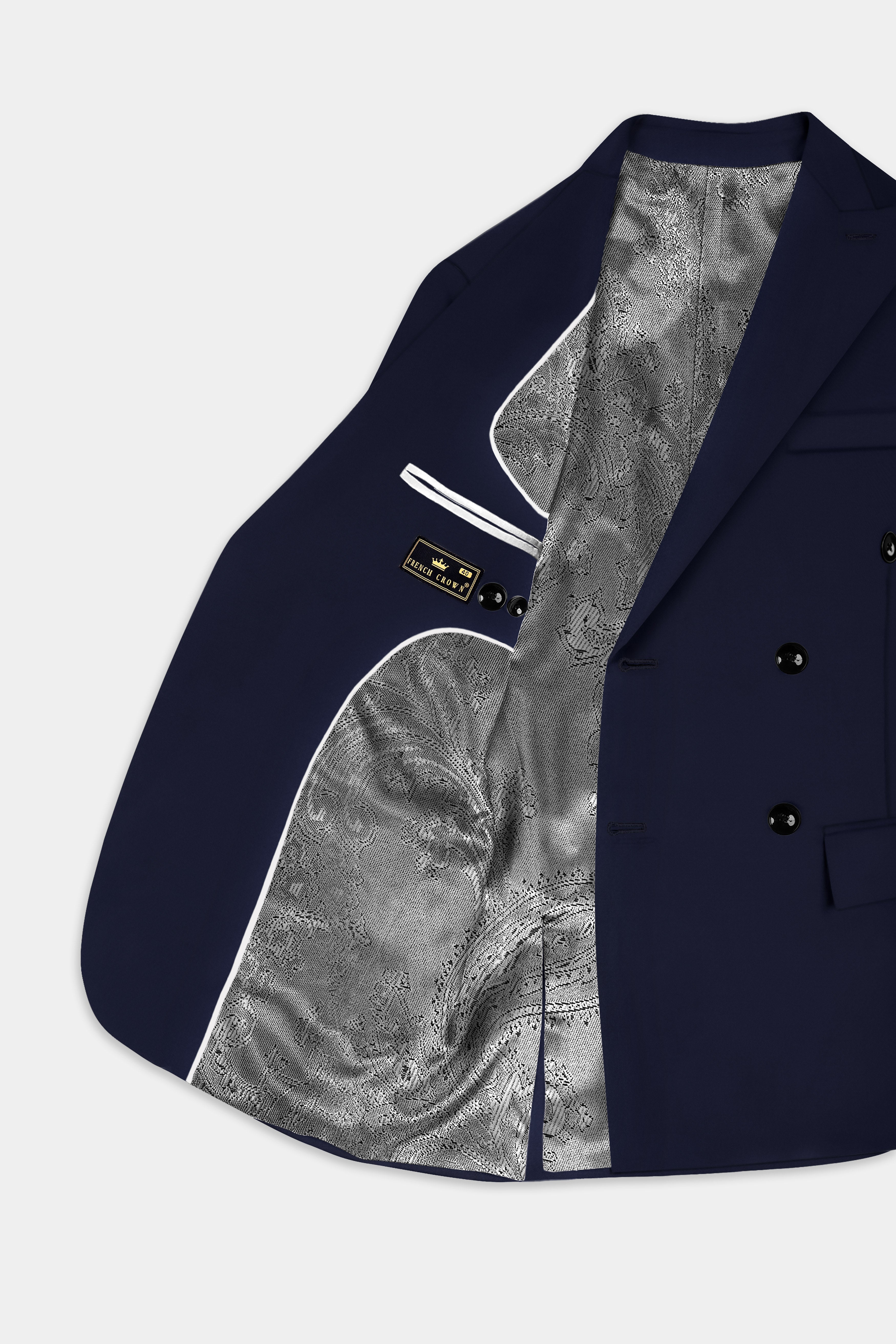 Space Blue Subtle Sheen Double Breasted Blazer