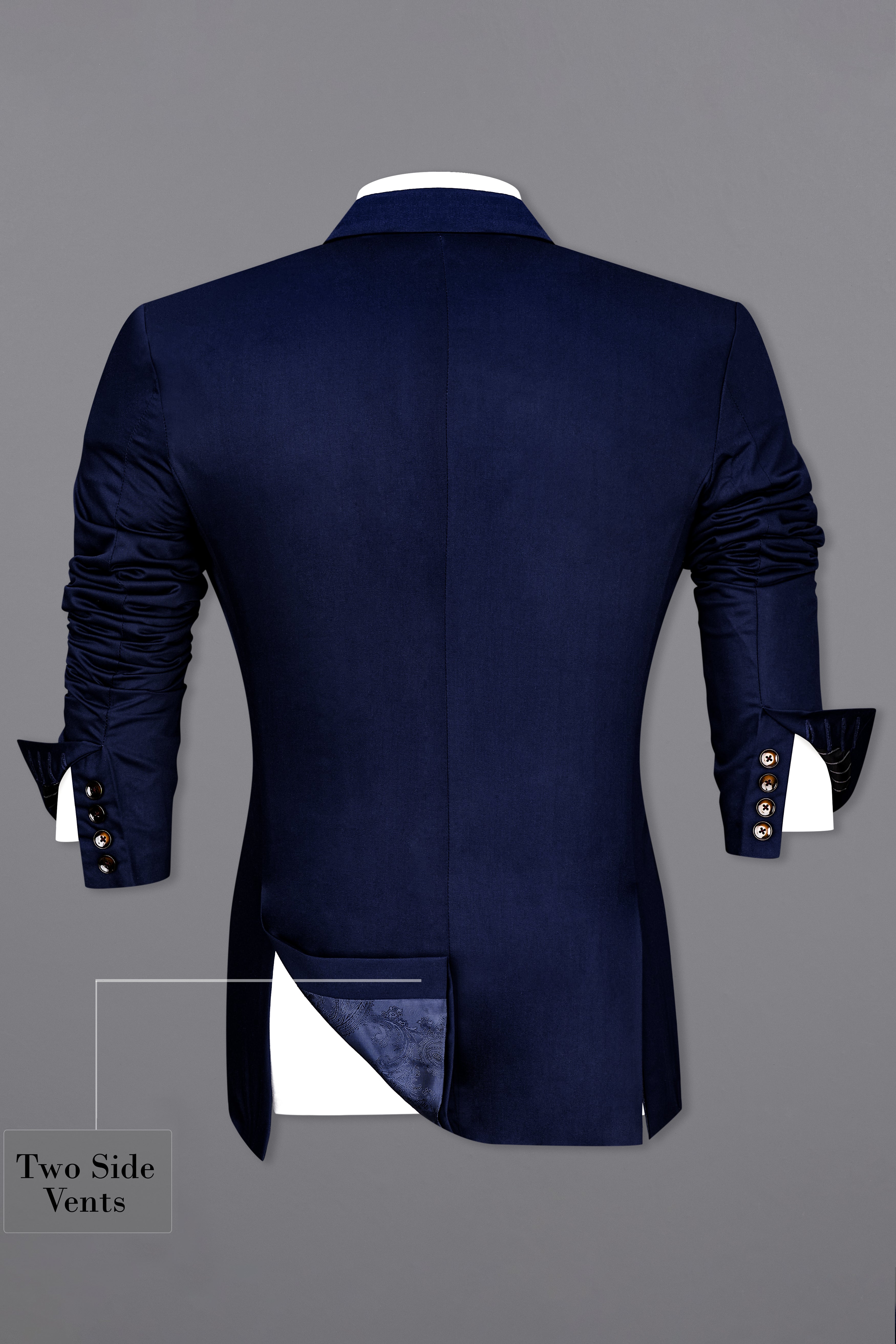 Space Blue Subtle Sheen Double Breasted Blazer