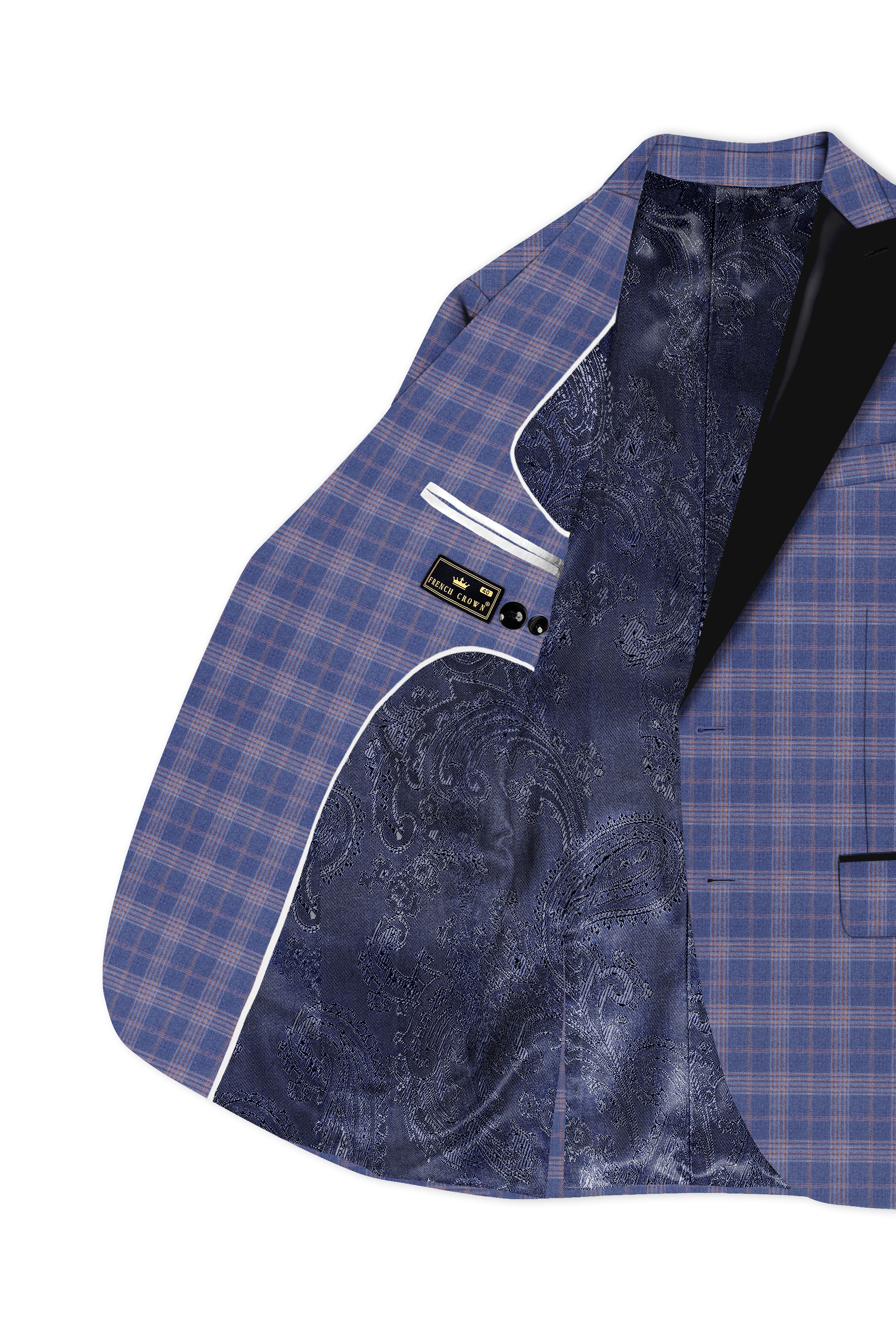 Trout Gray Super fine Checkered Wool Rich Tuxedo Blazer