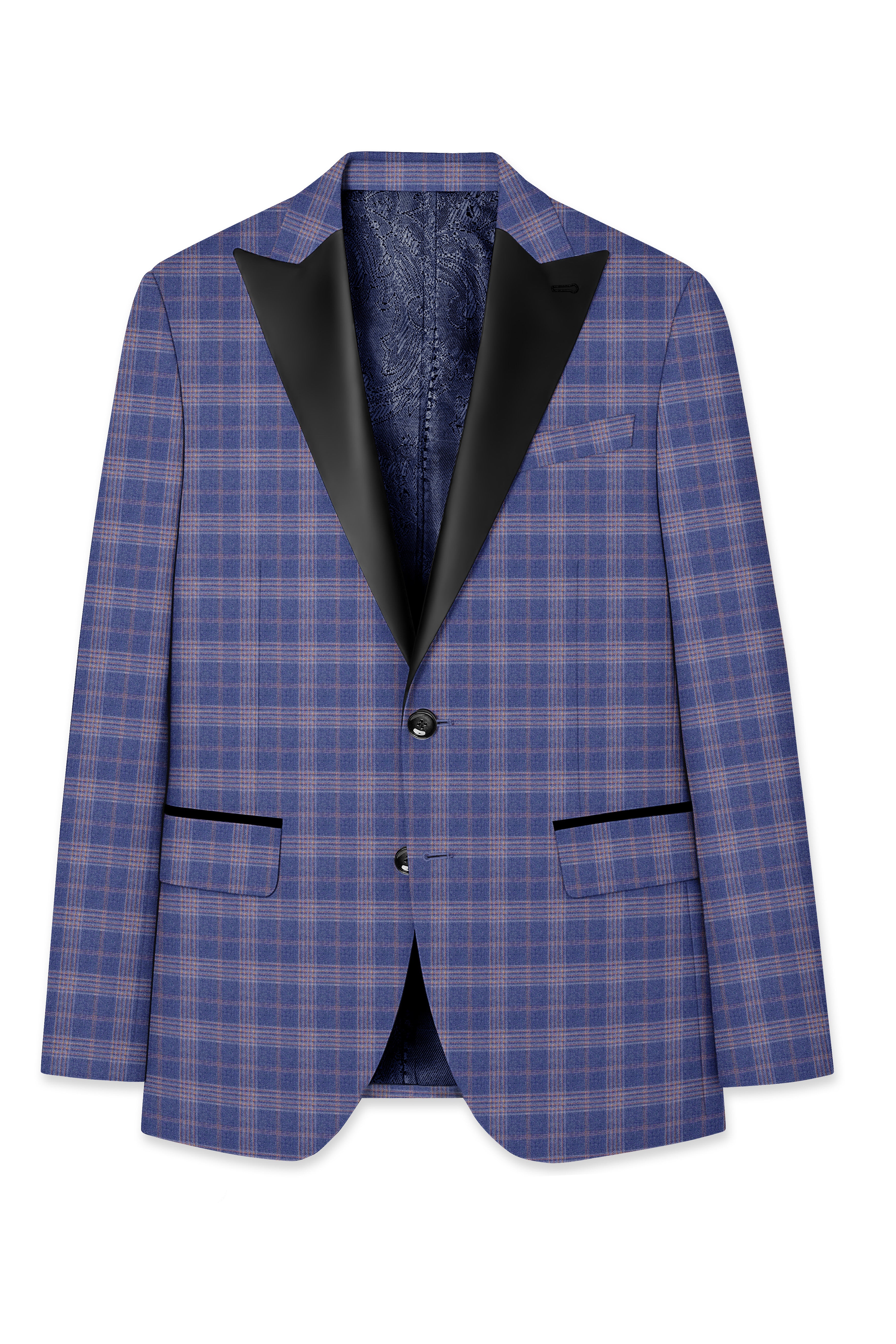 Trout Gray Super fine Checkered Wool Rich Tuxedo Blazer