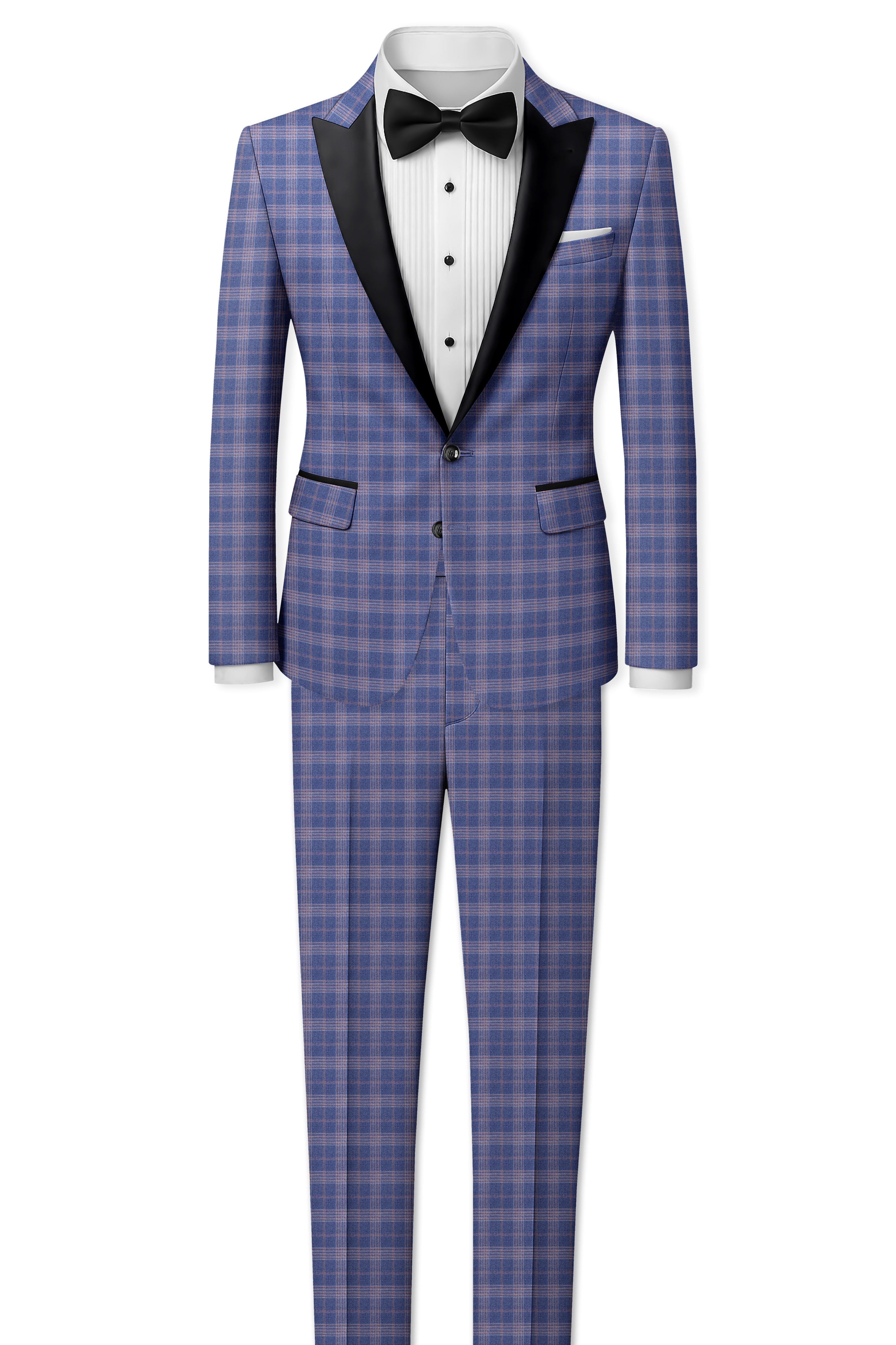 Trout Gray Super fine Checkered Wool Rich Tuxedo Blazer