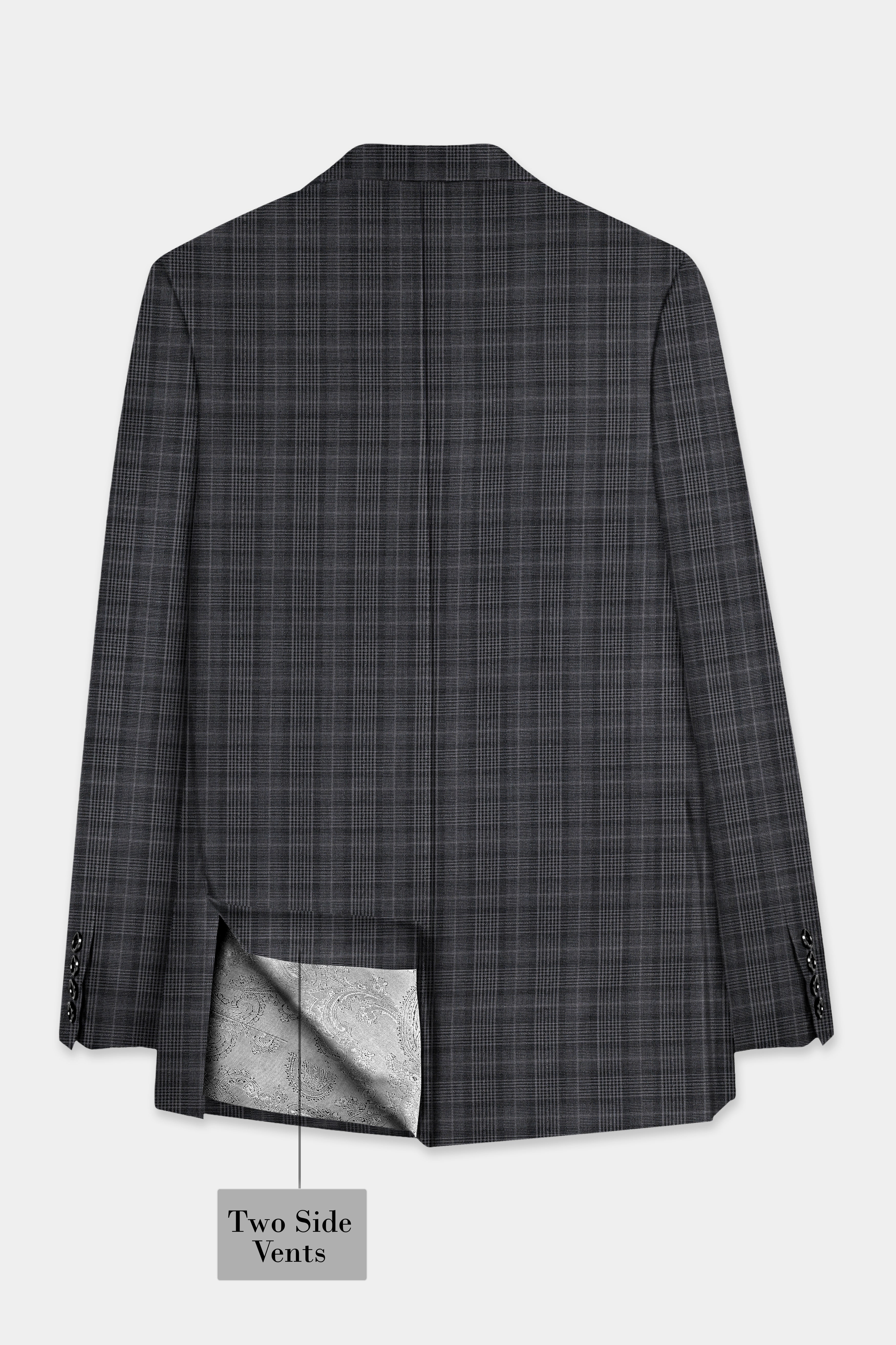 Charcoal Plaid Double Breasted Blazer