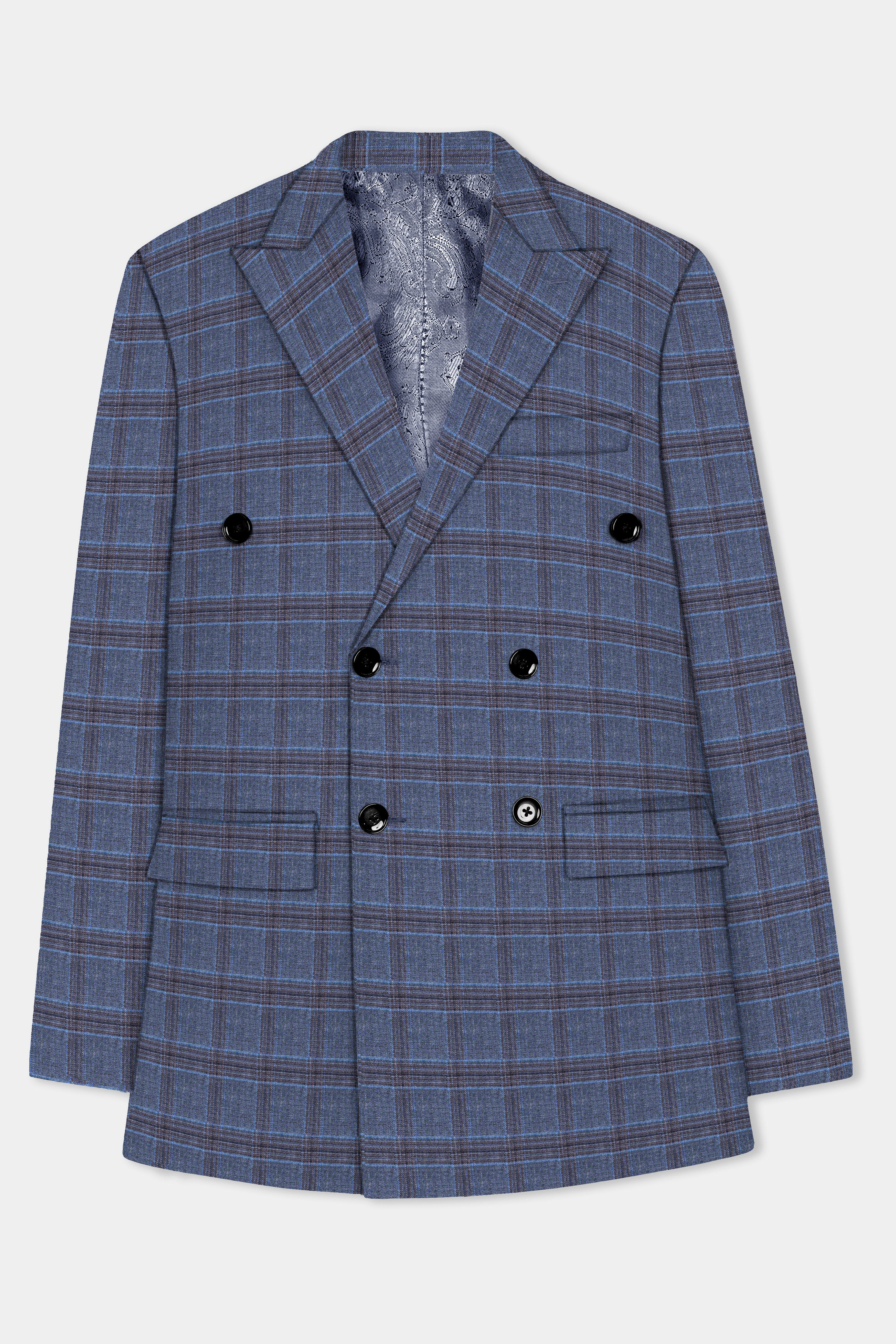 Pickled Bluewood Super fine Checkered Double Breasted Woolrich Blazer