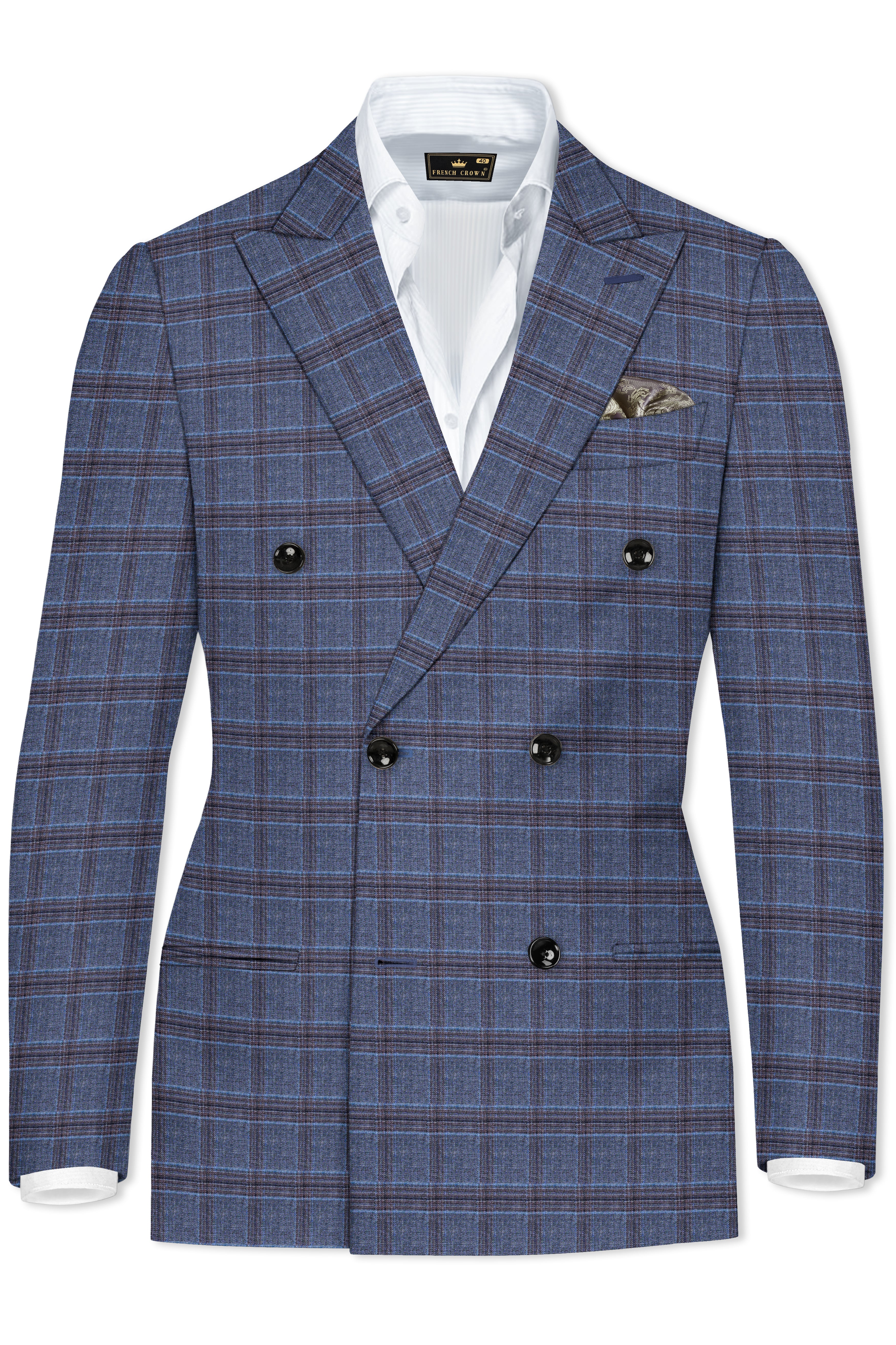 Pickled Bluewood Super fine Checkered Double Breasted Woolrich Blazer