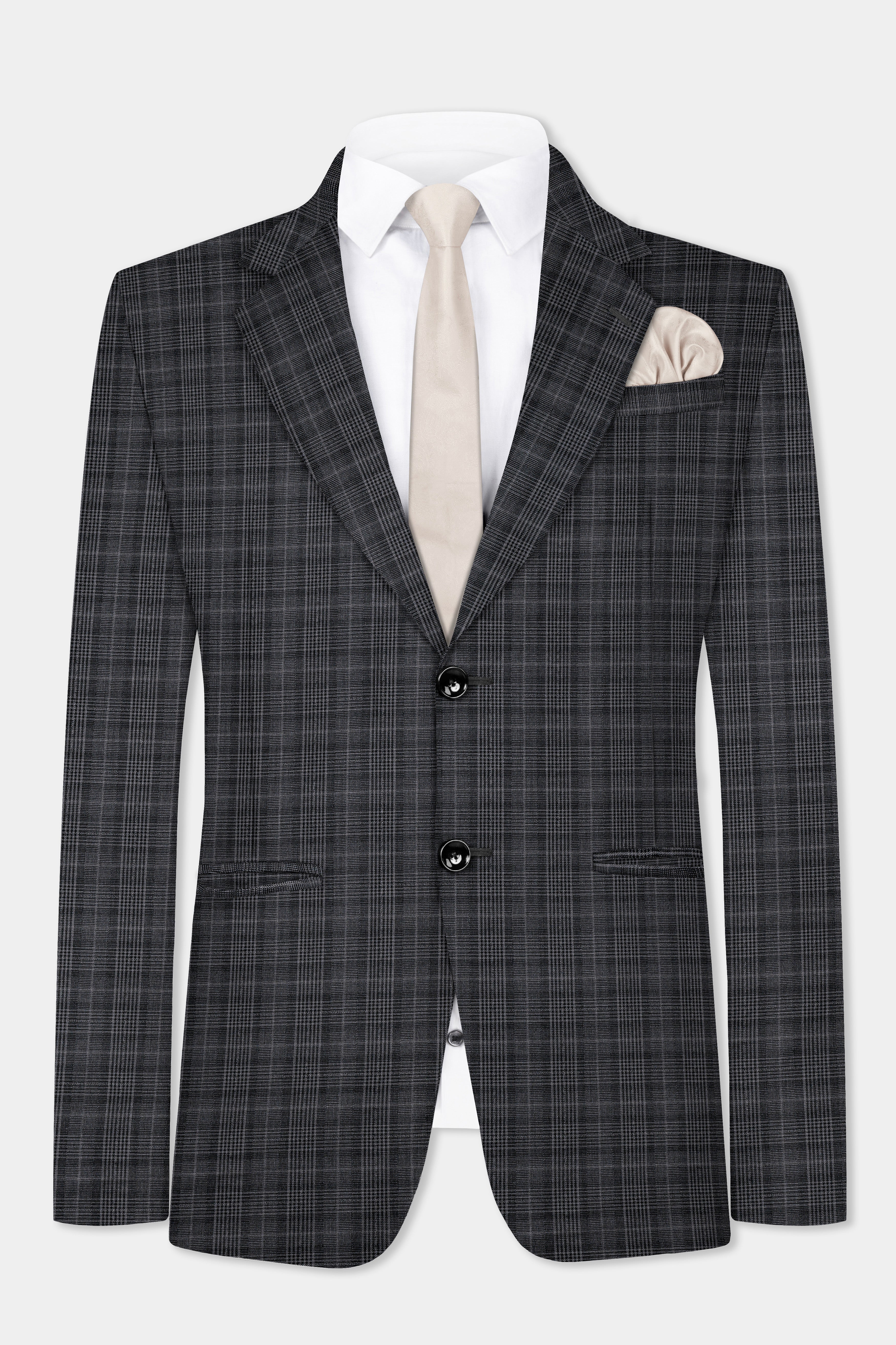 Charcoal Grey Plaid Blazer