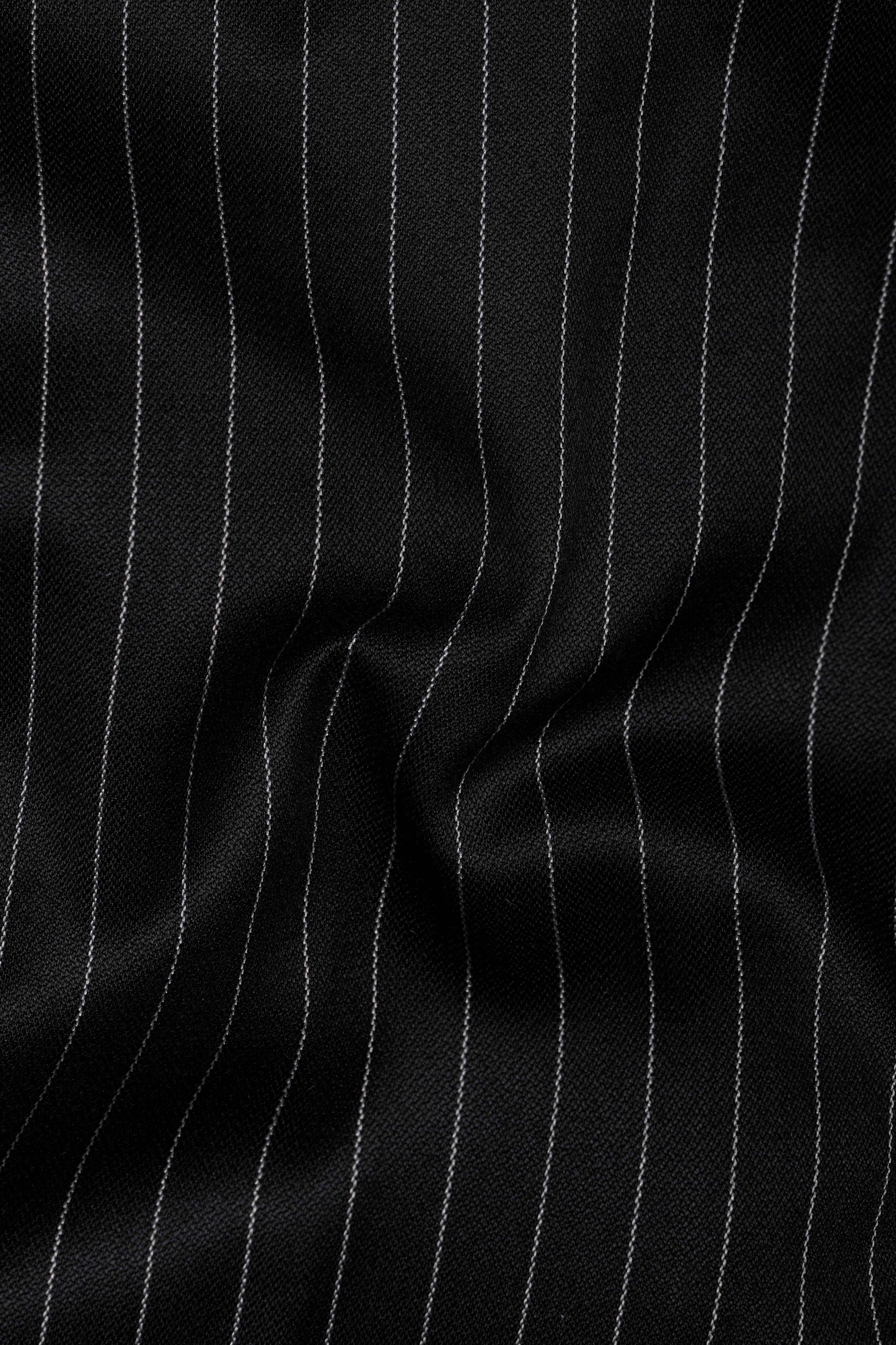 Jade Black Striped Cross Placket Bandhgala Blazer