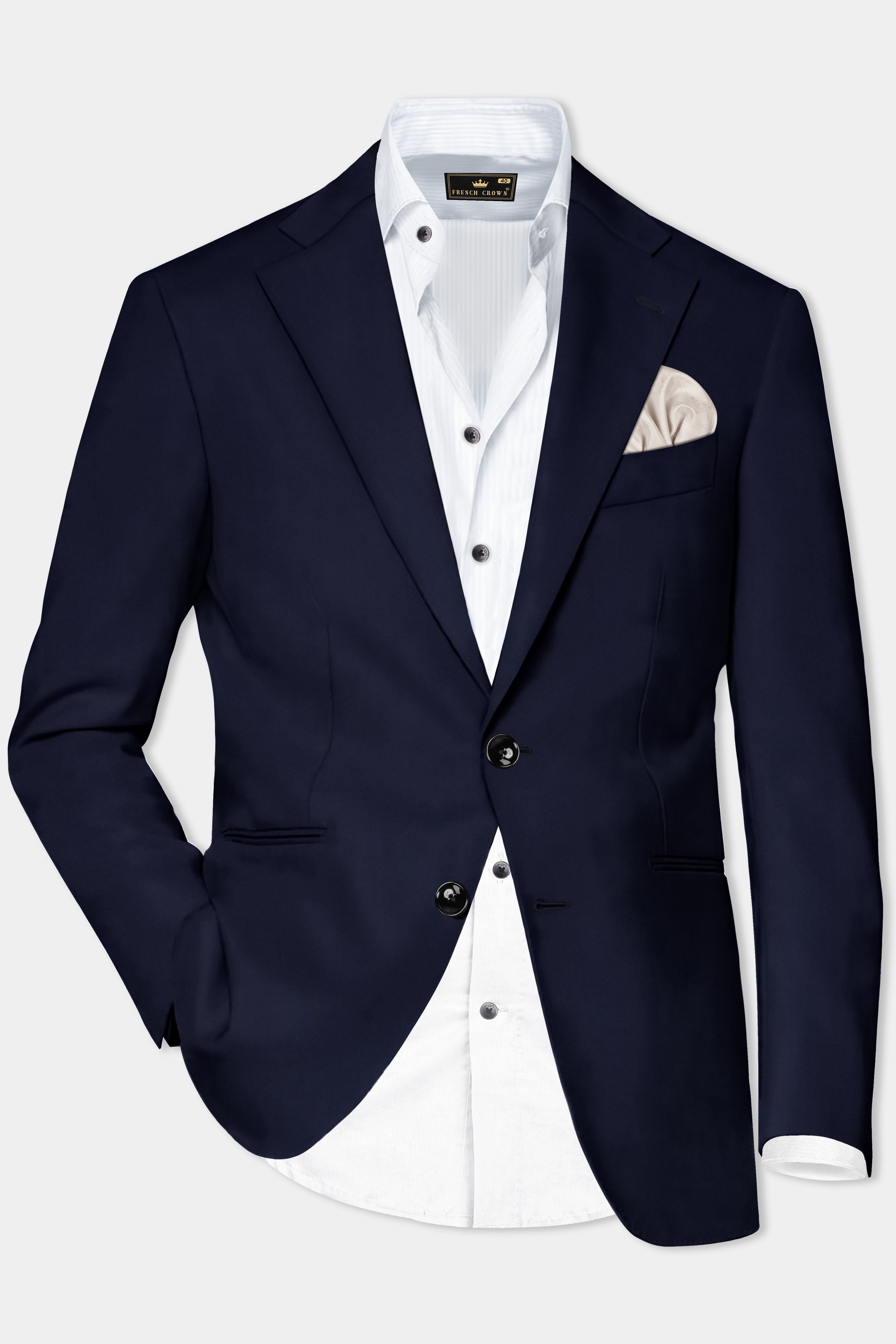 Mirage Blue Diamond Textured Single Breasted Blazer