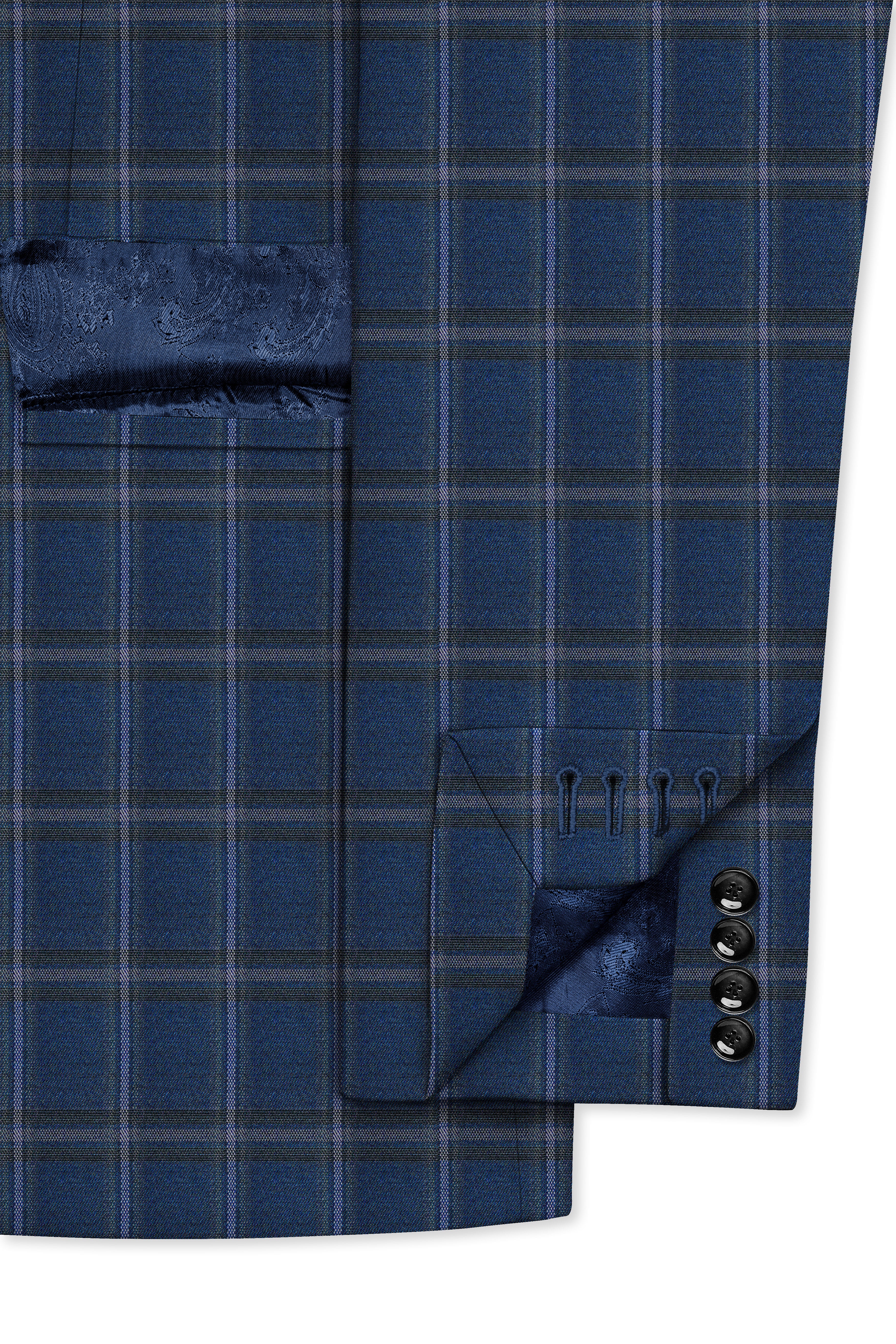 Blue Plaid Double Breasted Blazer