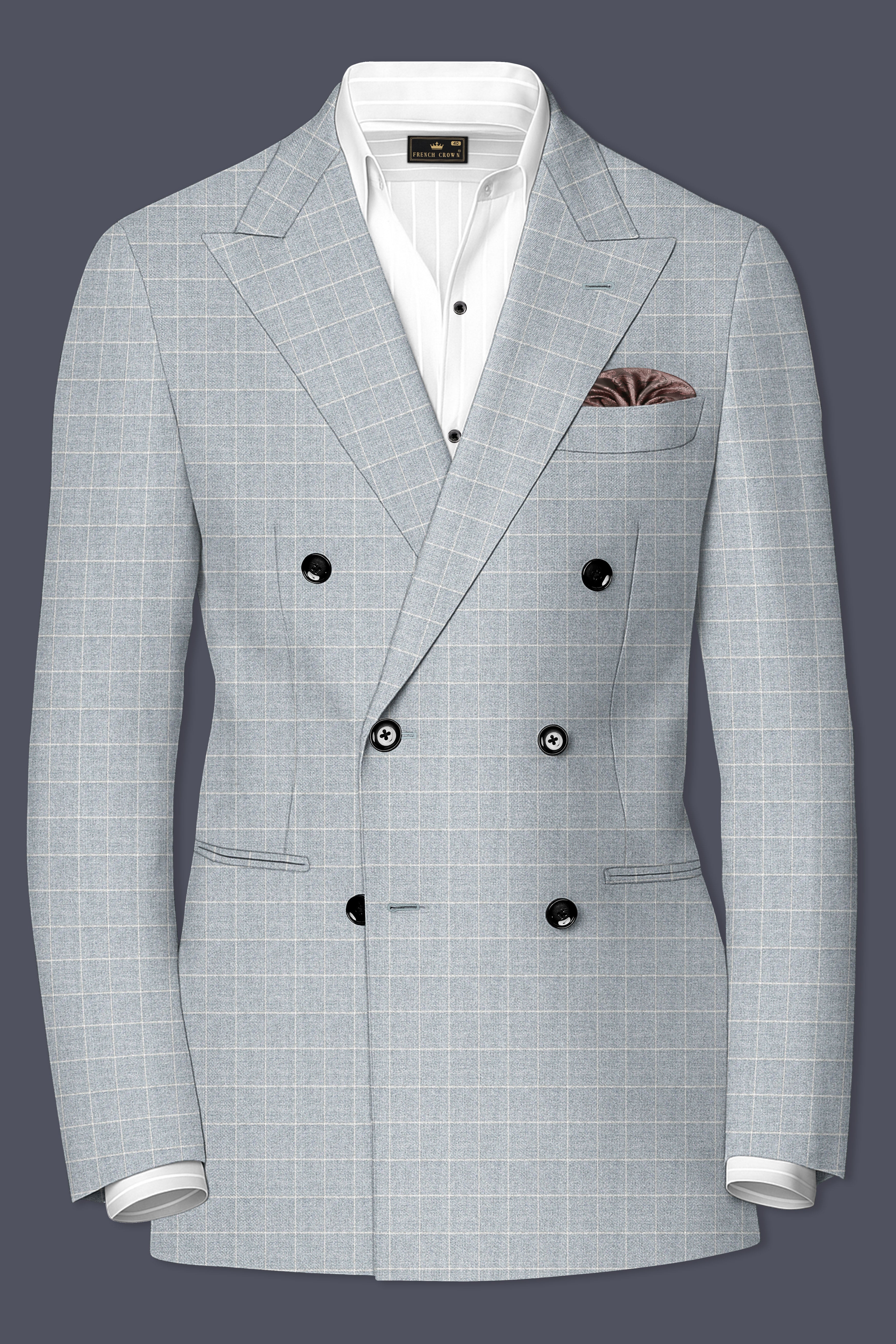 Hurricane Gray Windowpane Double Breasted Blazer