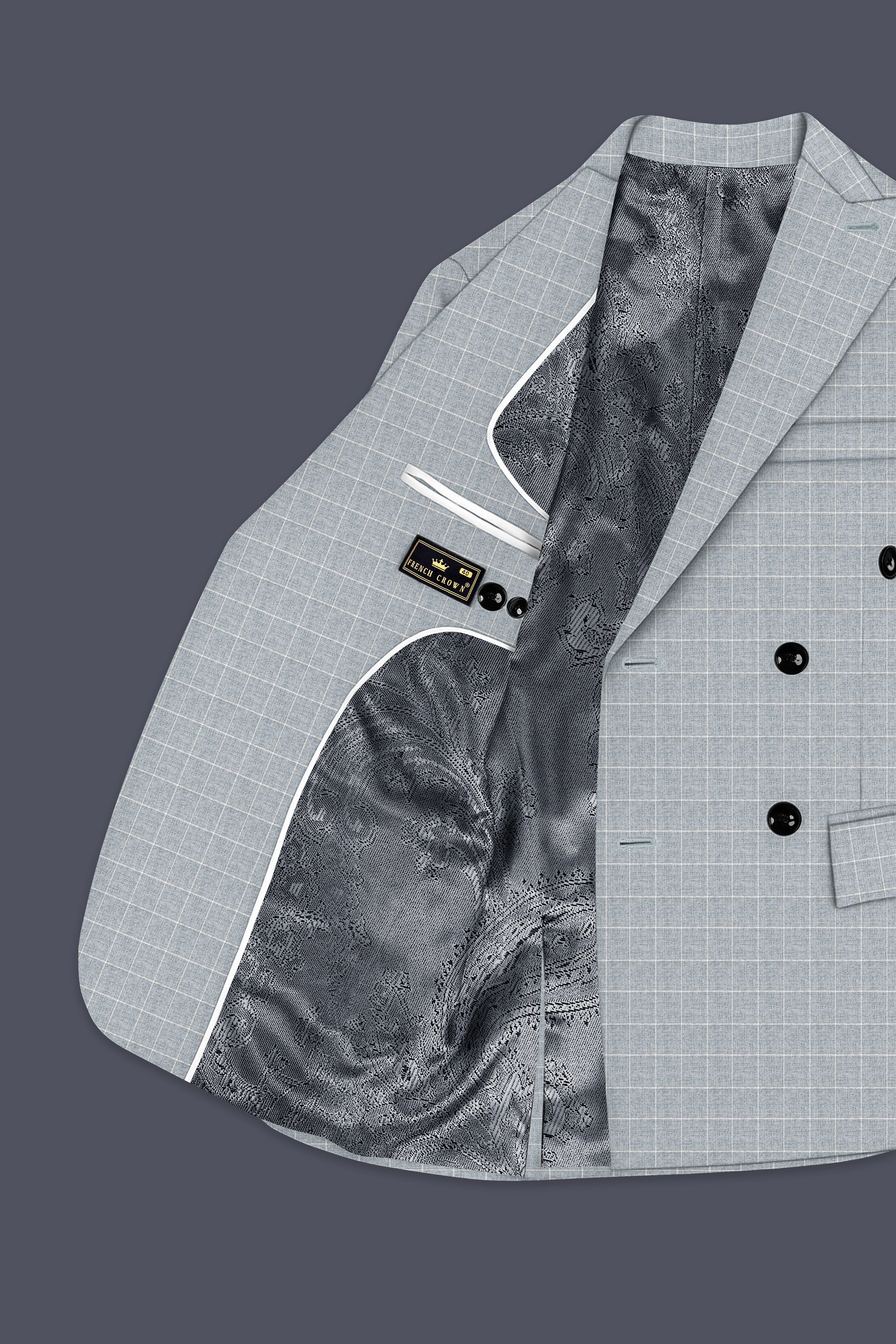 Hurricane Gray Windowpane Double Breasted Blazer