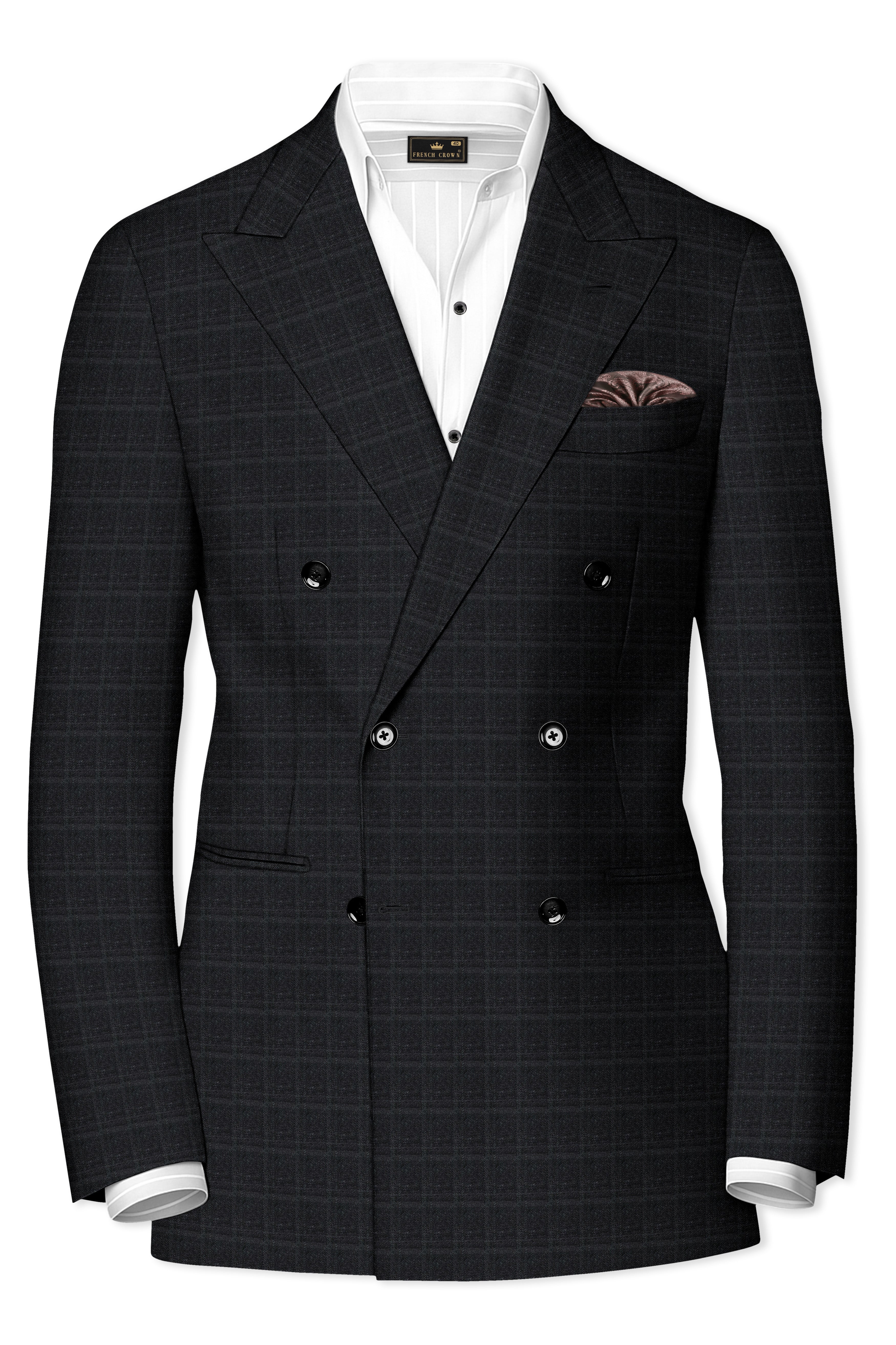 Dune Gray windowpane Double Breasted Blazer