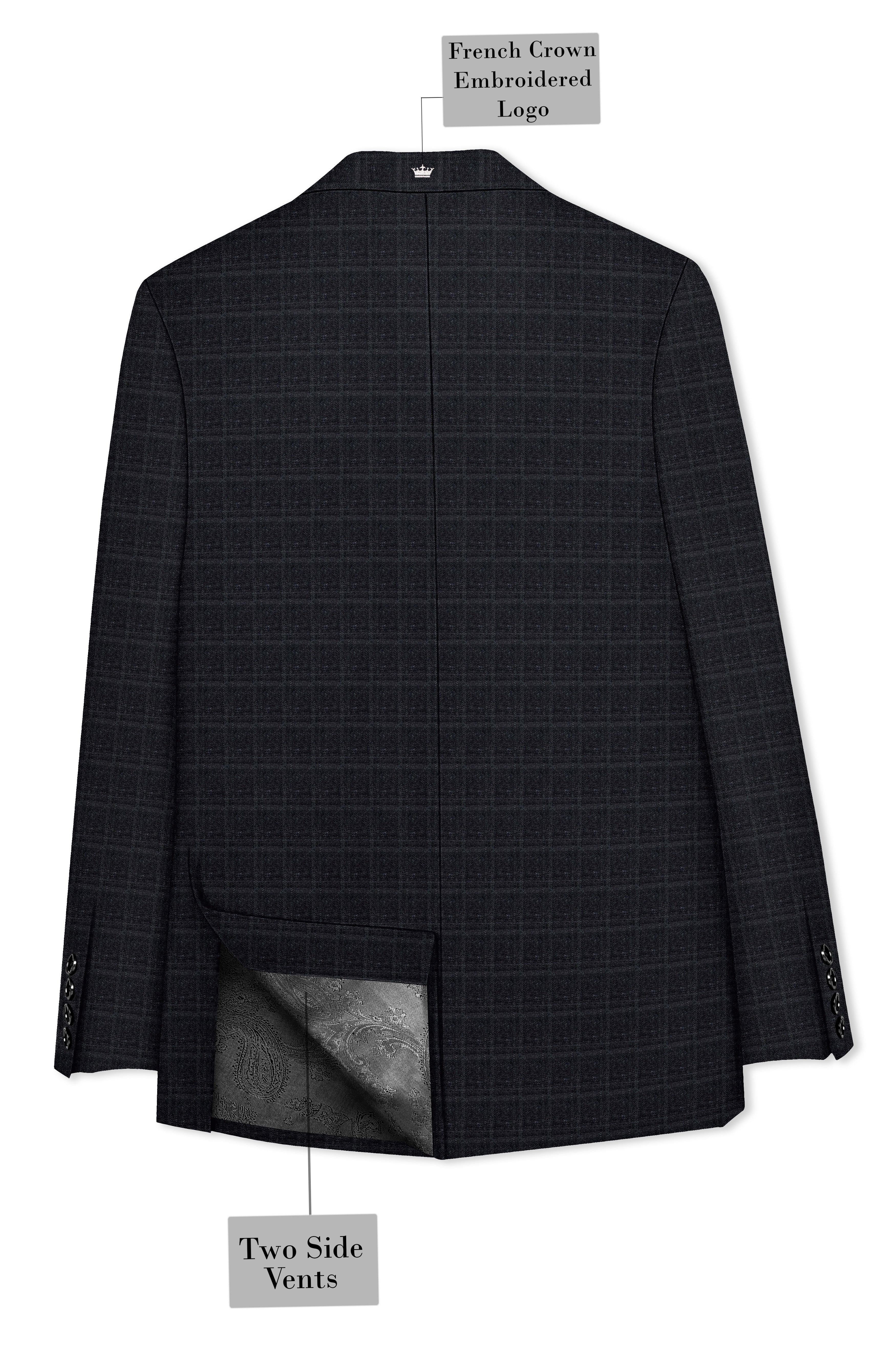 Dune Gray windowpane Double Breasted Blazer