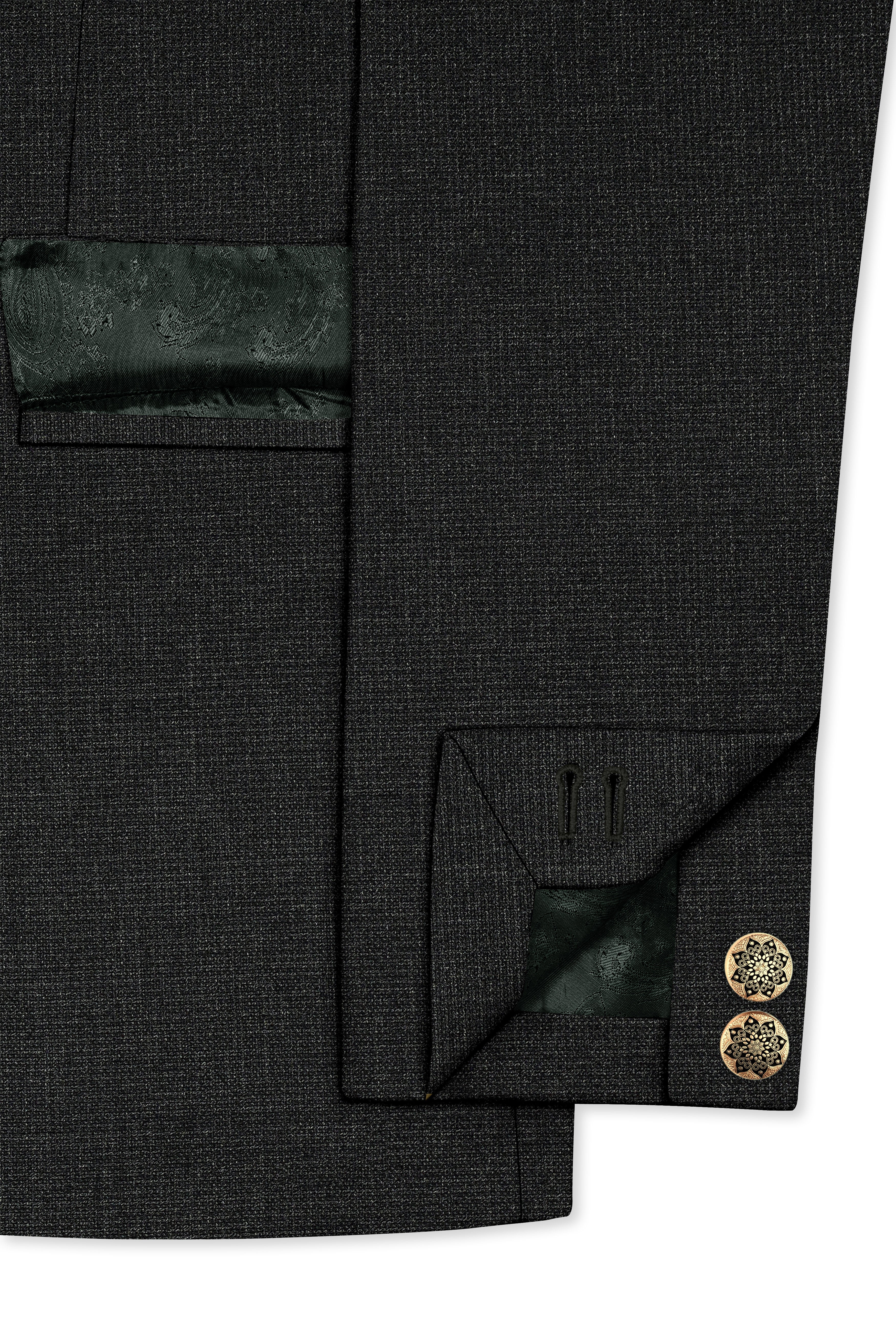 Piano Gray Cross Placket Bandhgala Blazer