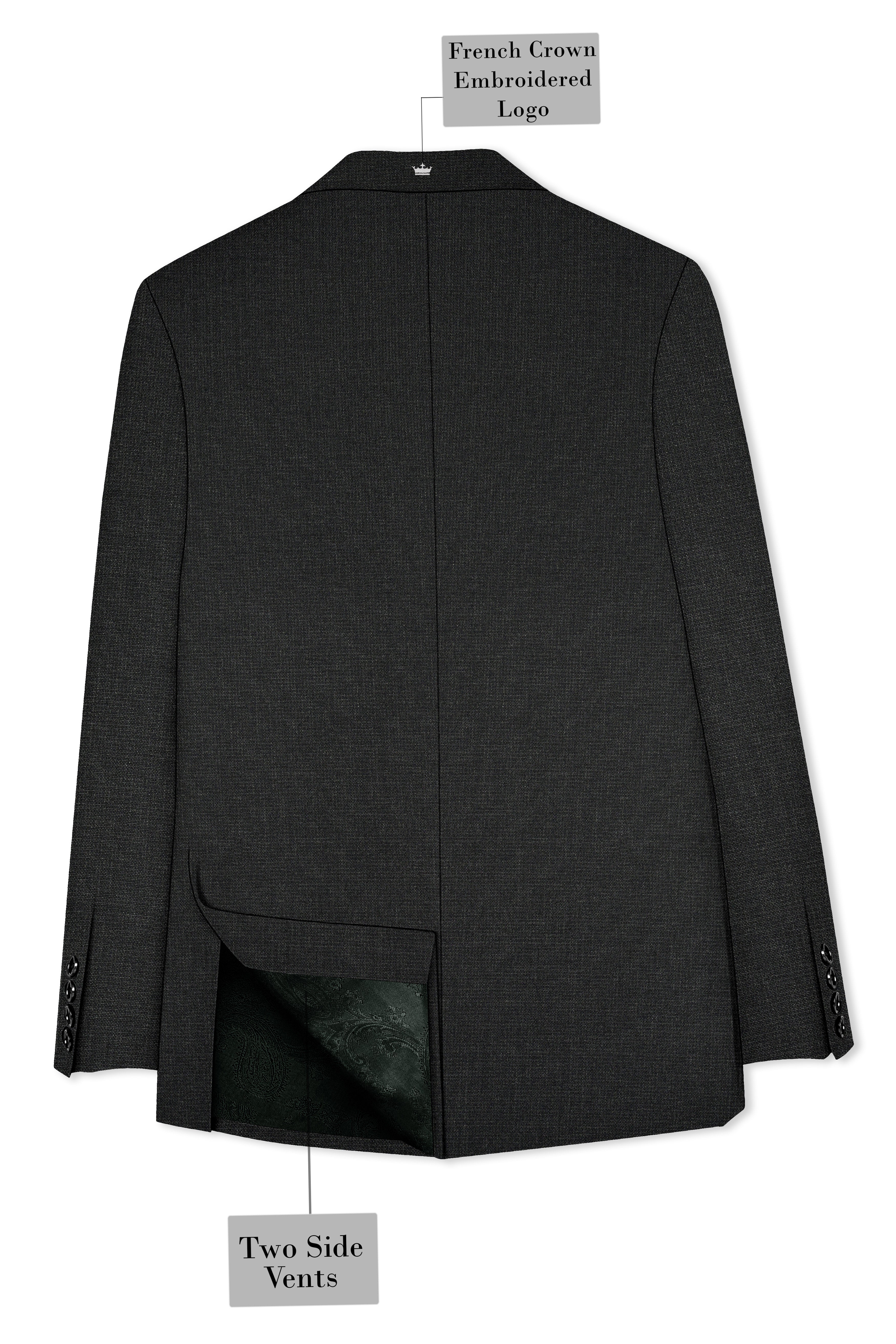 Piano Gray Cross Placket Bandhgala Blazer