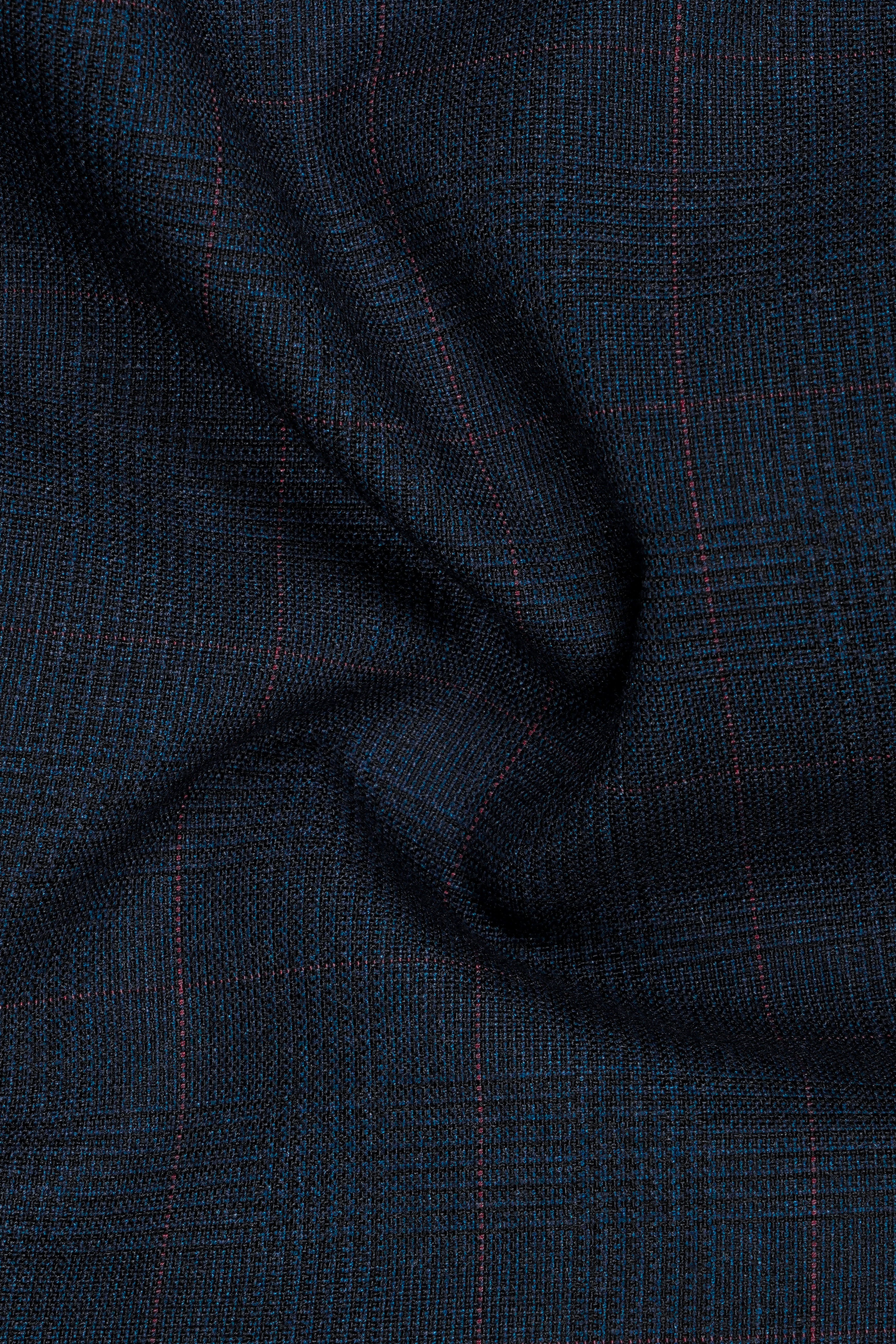 Ebony Subtle Plaid Cross Placket Bandhgala Blazer