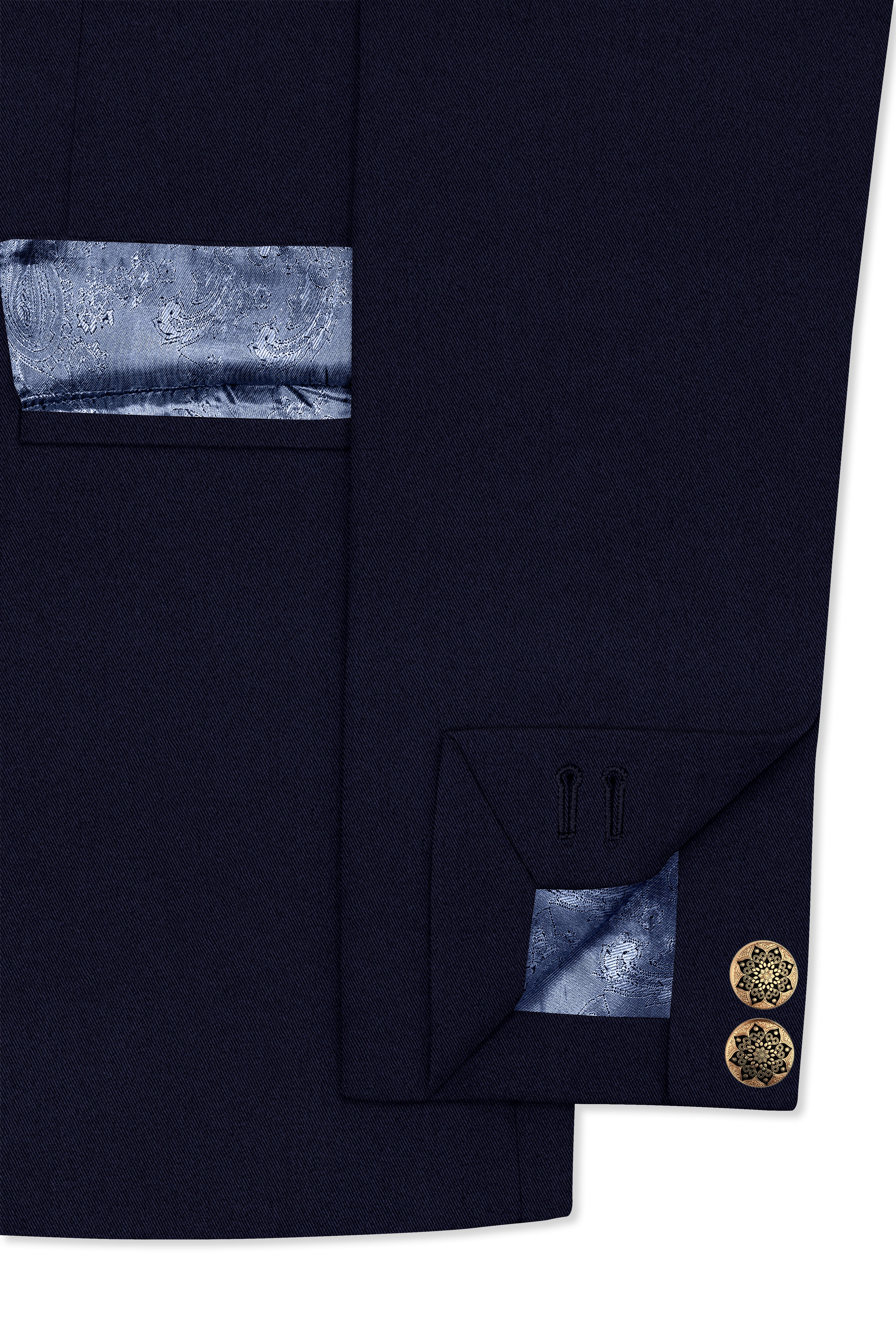 Gunmetal Blue Cross Placket Bandhgala Blazer