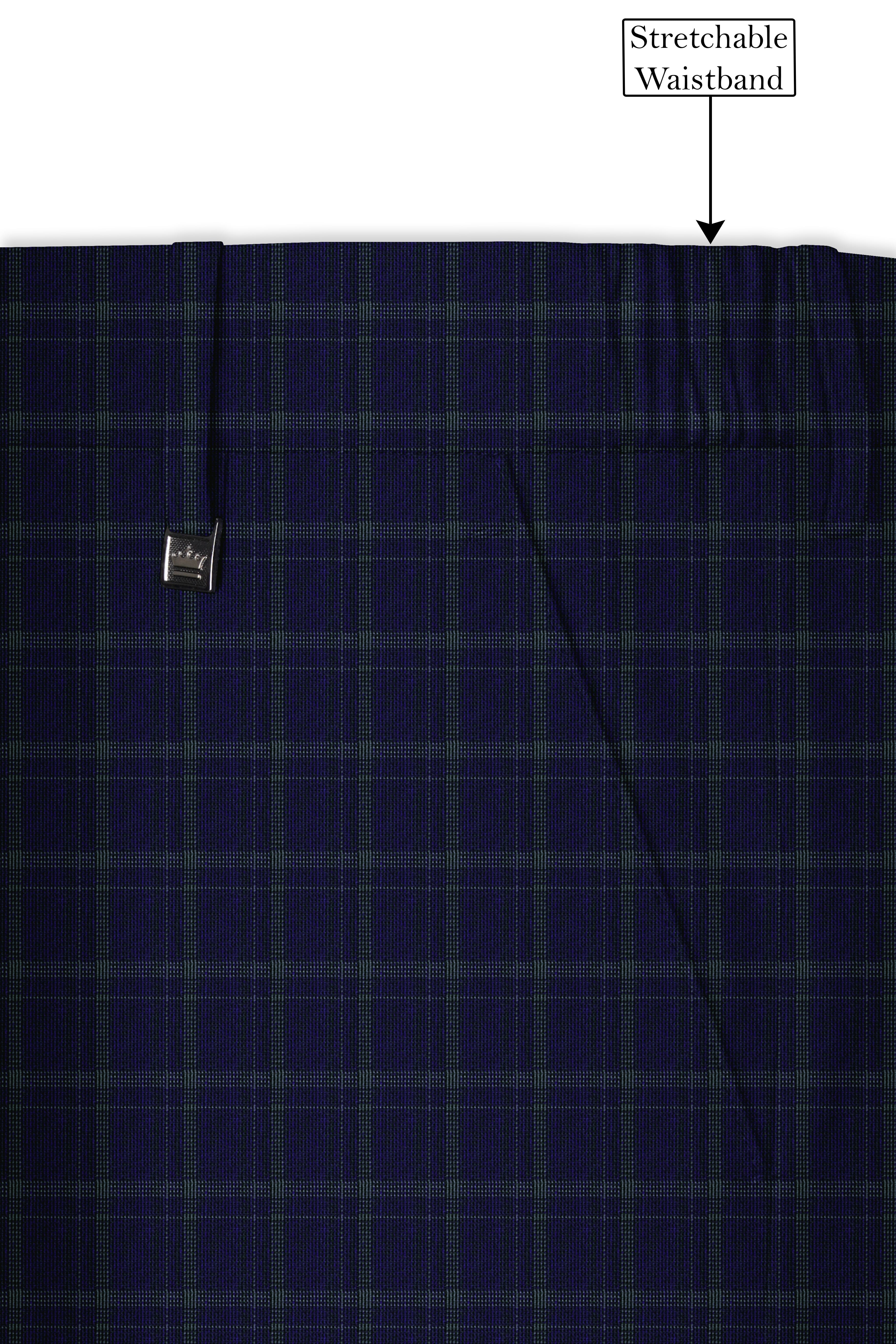 Mulled Wine Blue With Casper Gray Checkered Cross Placket Bandhgala Blazer
