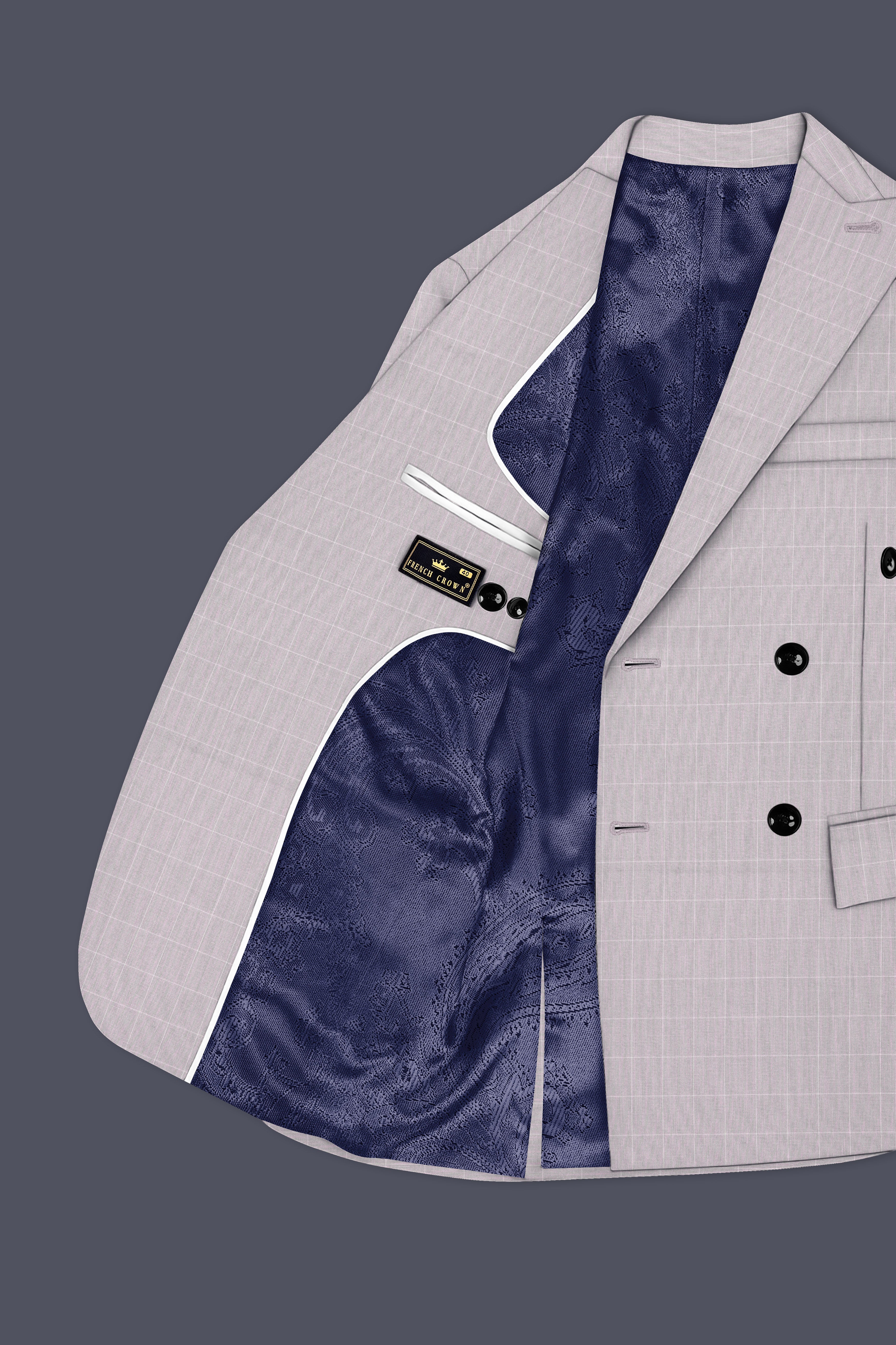 Martini Gray Checkered Double Breasted Blazer