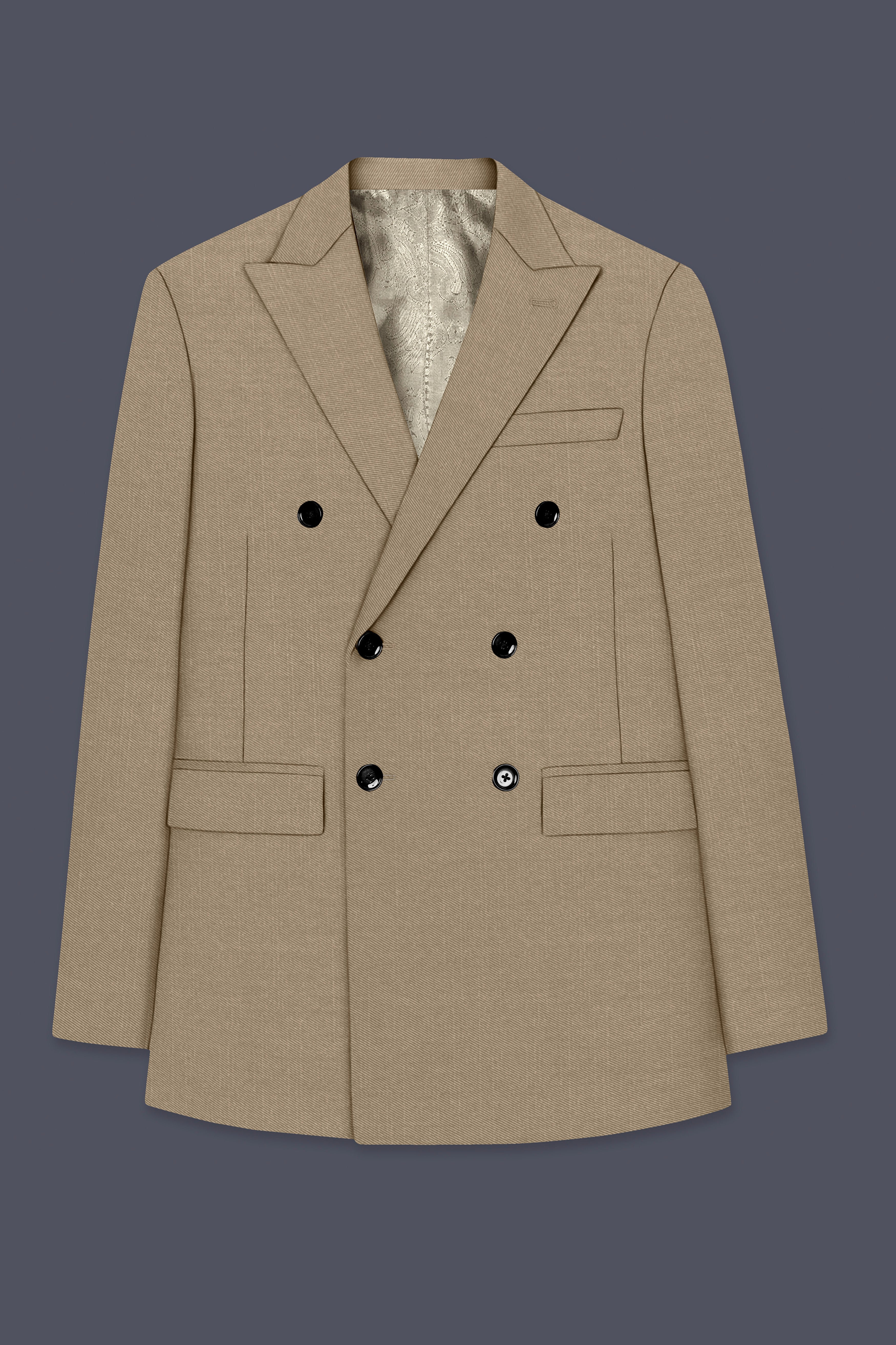 Stonewall Brown Textured Premium Terry Rayon Double-Breasted