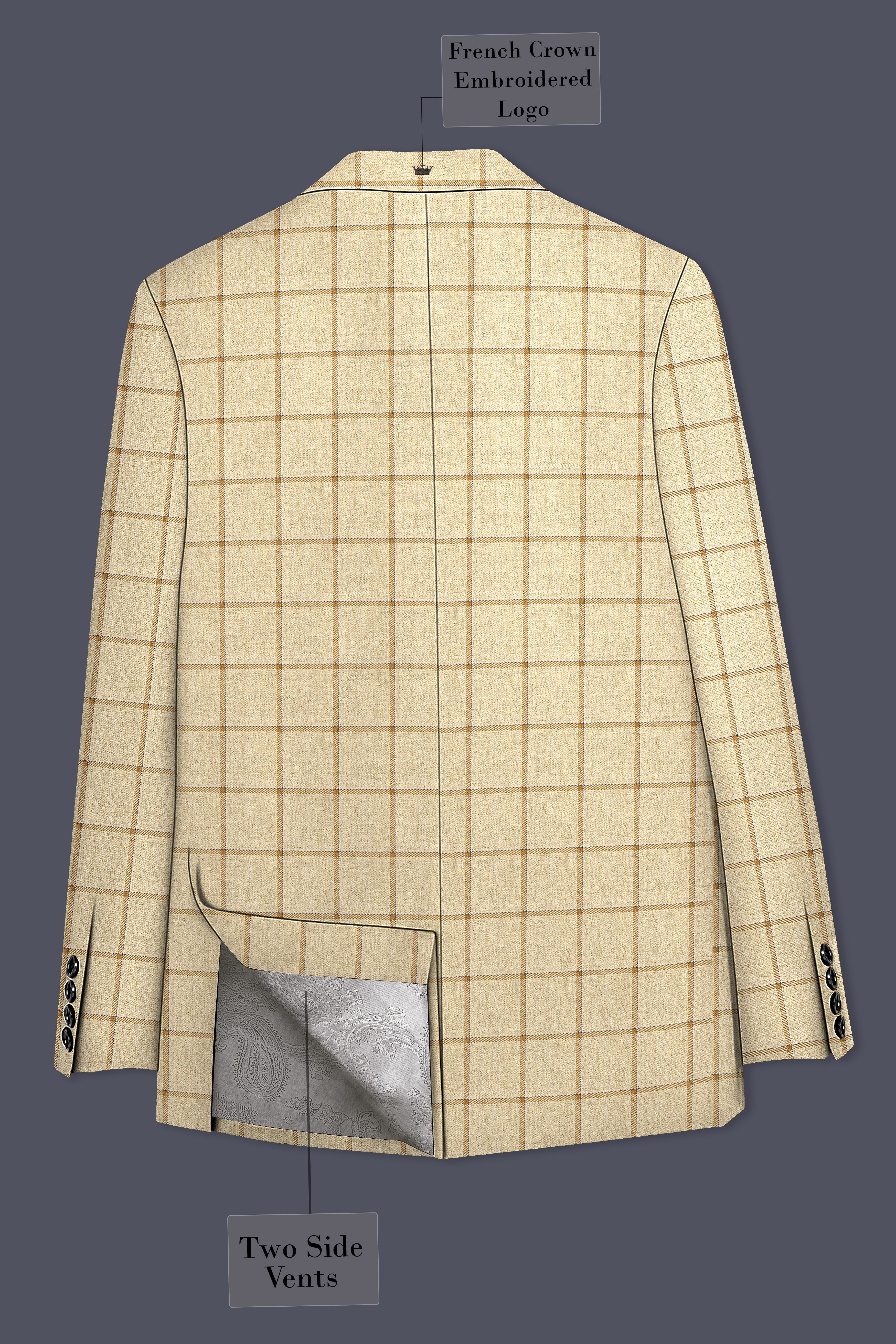 Rodeo Dust Brown Windowpane Double Breasted Blazer