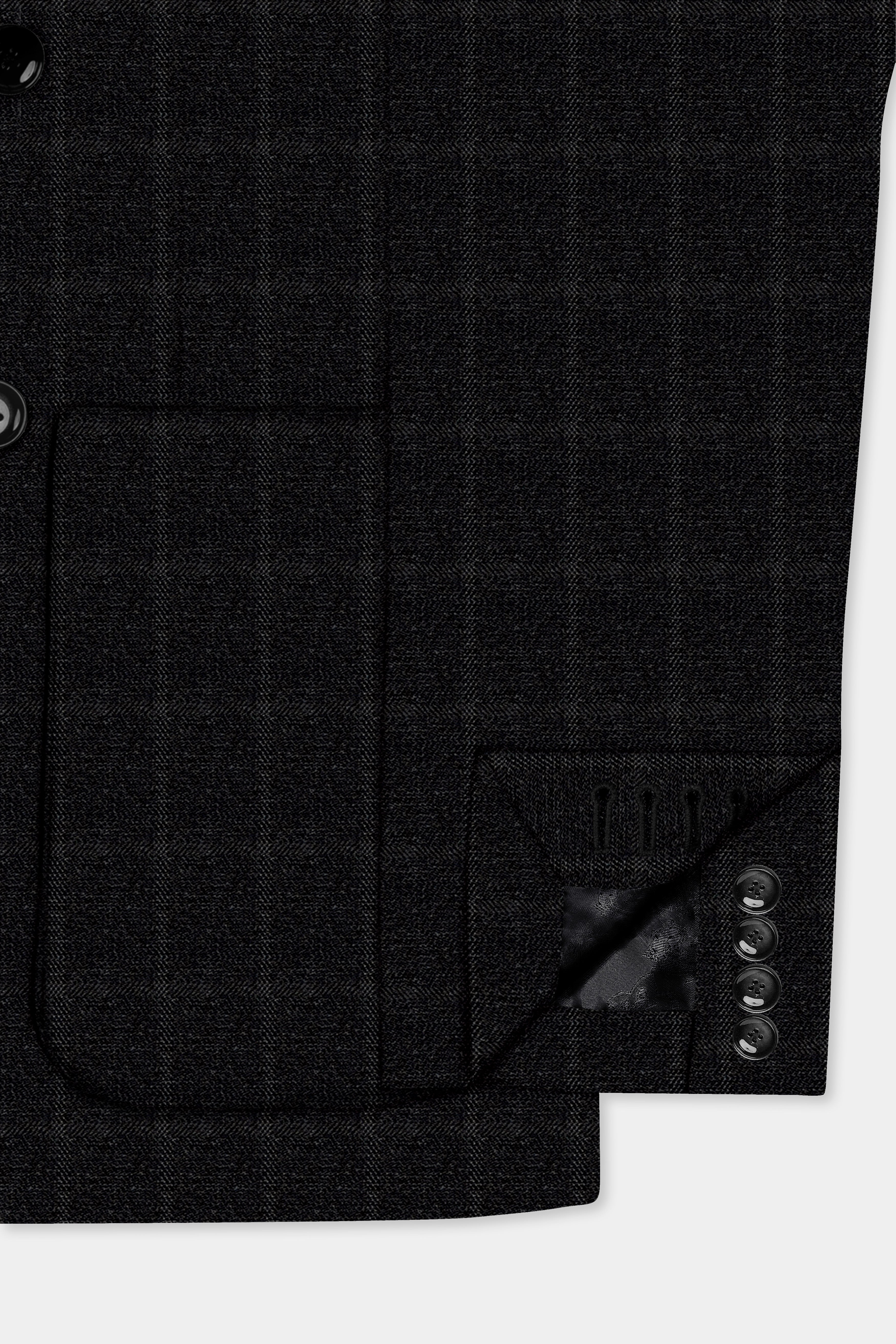 Zeus Light Black Windowpane Double Breasted Blazer