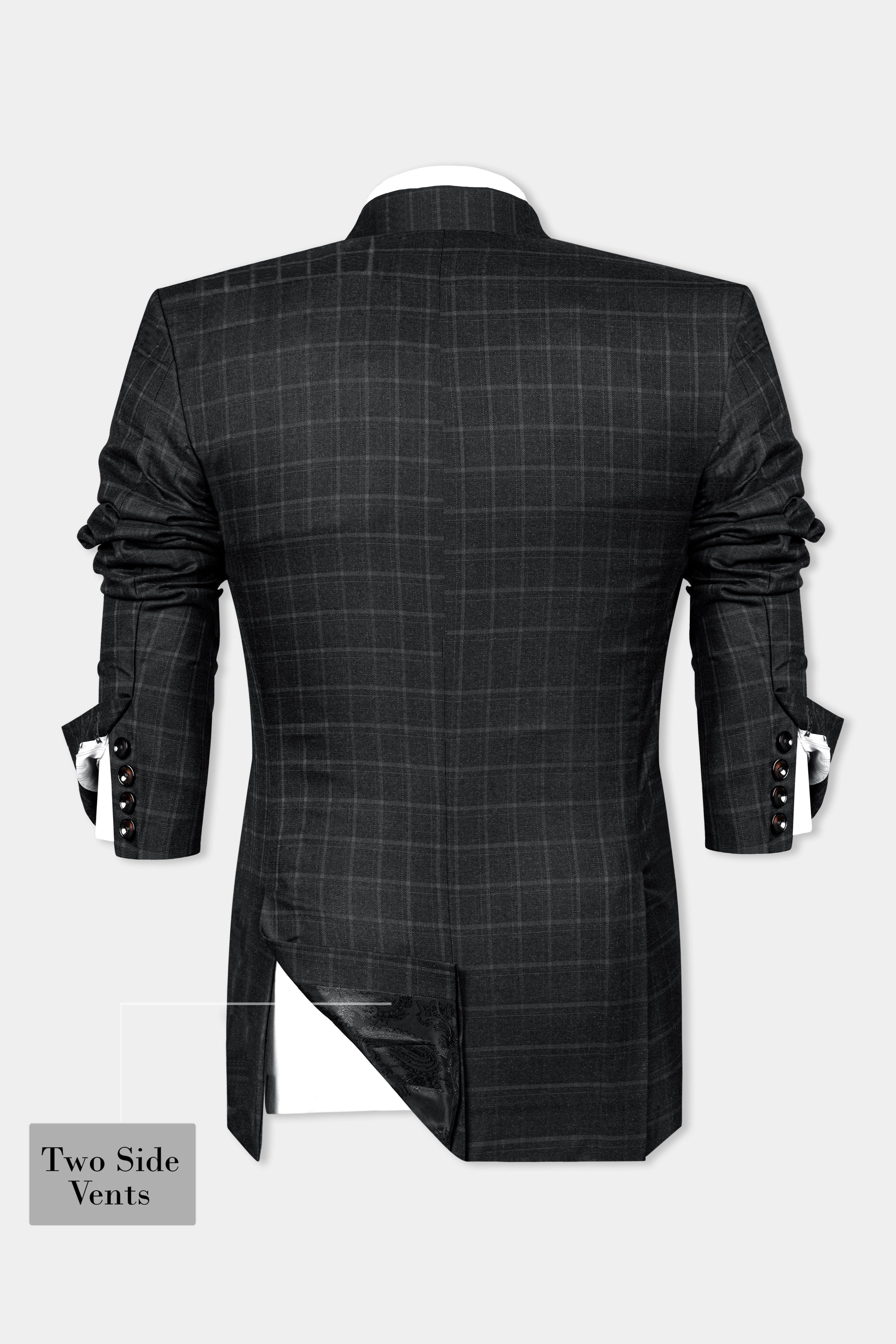 Zeus Light Black Windowpane Double Breasted Blazer