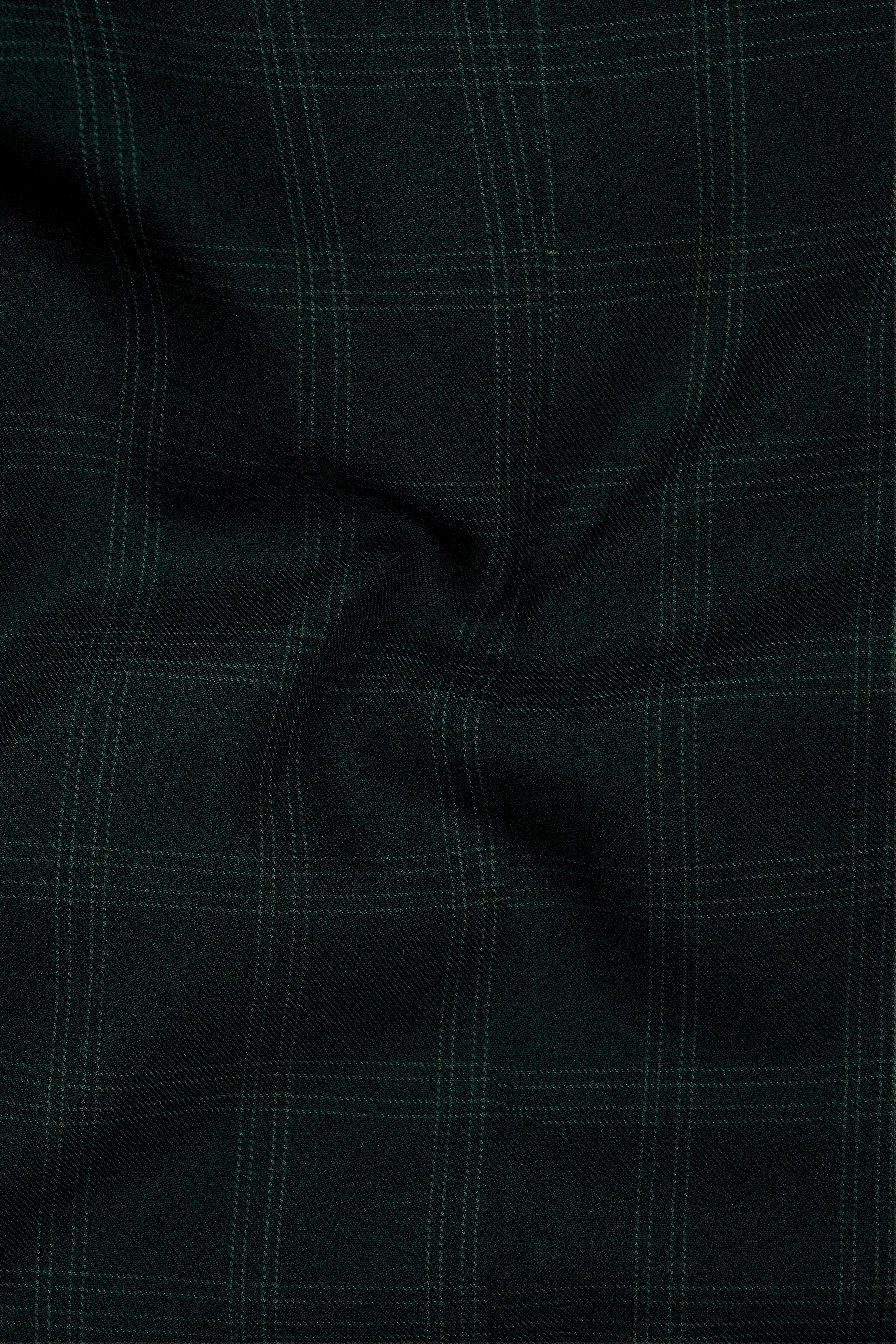 Zeus Green Plaid Cross Placket Bandhgala Blazer
