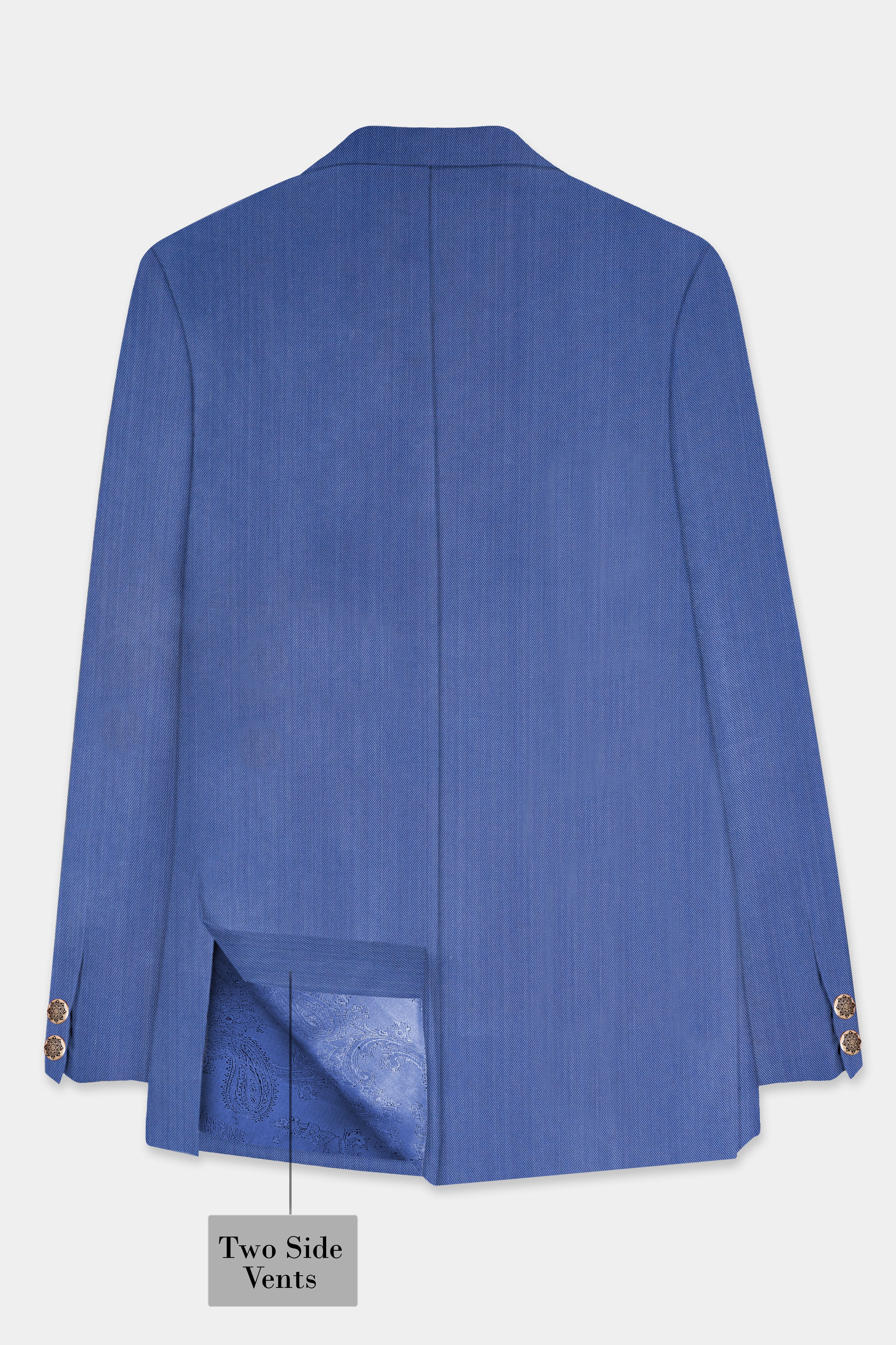 Twilight Blue Premium Cotton Cross Placket Bandhgala Blazer