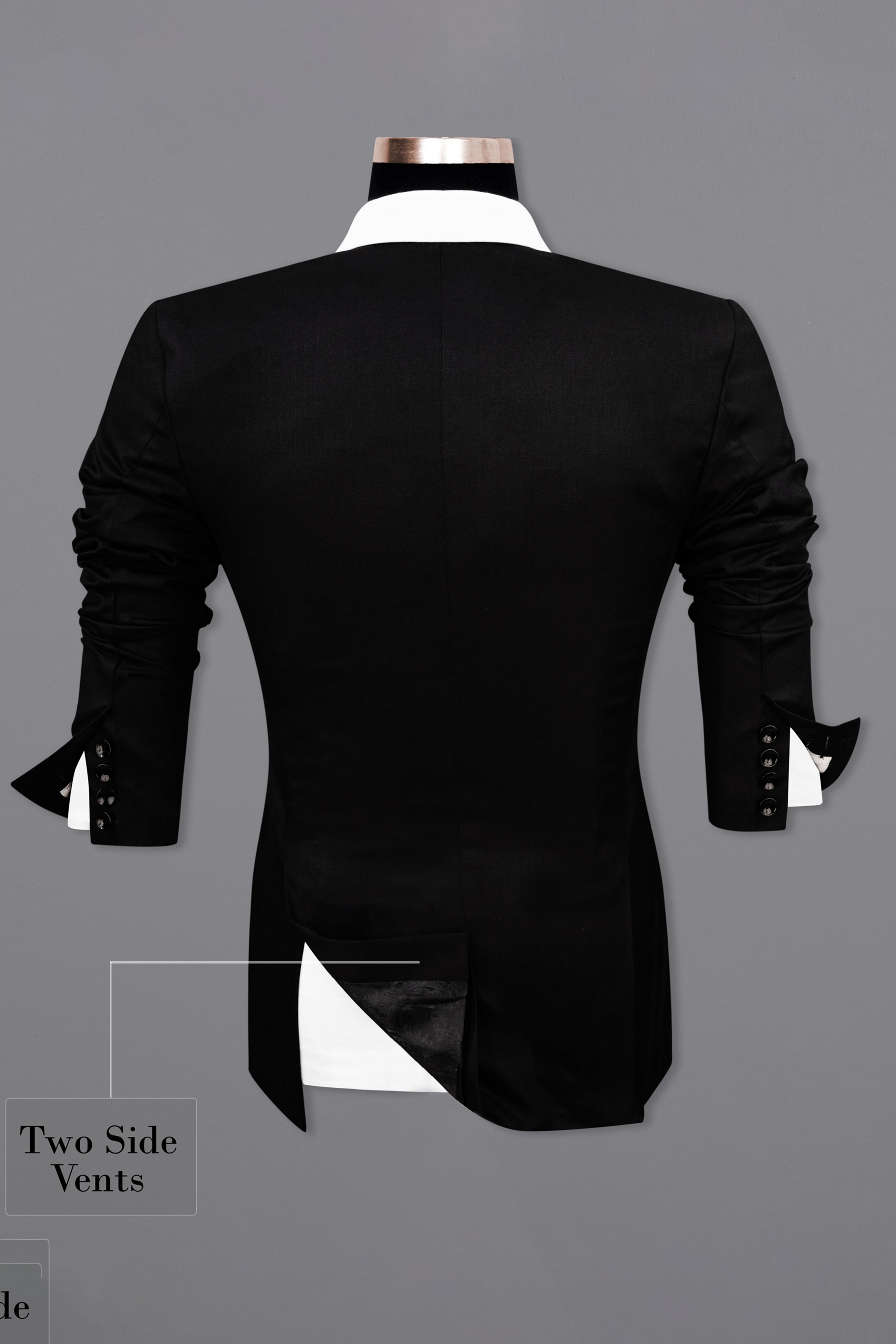 Bright White Stretchable Stretchable Subtle Sheen and Black Single Breasted Designer Block Blazer