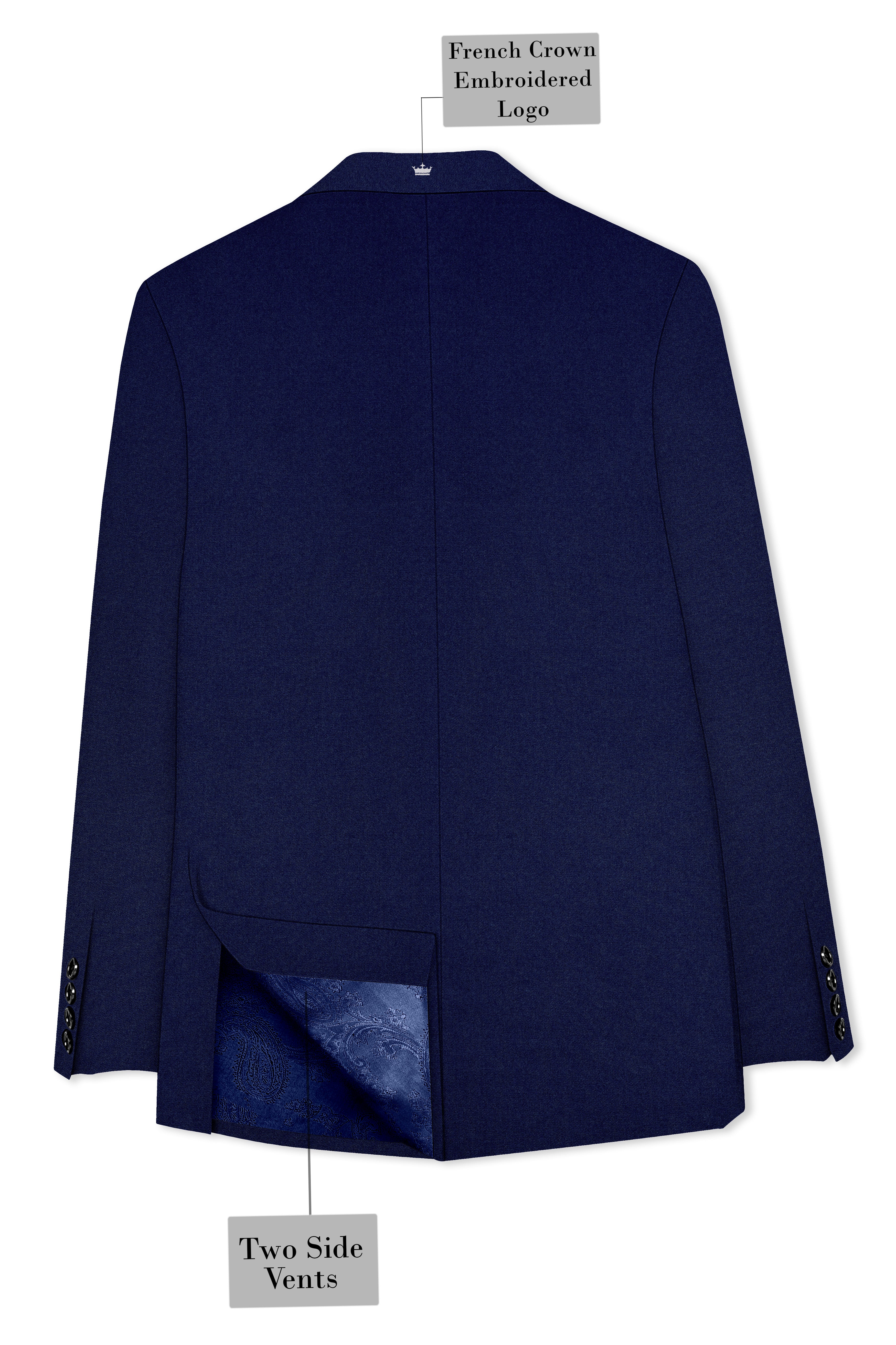 Baltic Navy Blue Wool Rich Double Breasted Sports Blazer