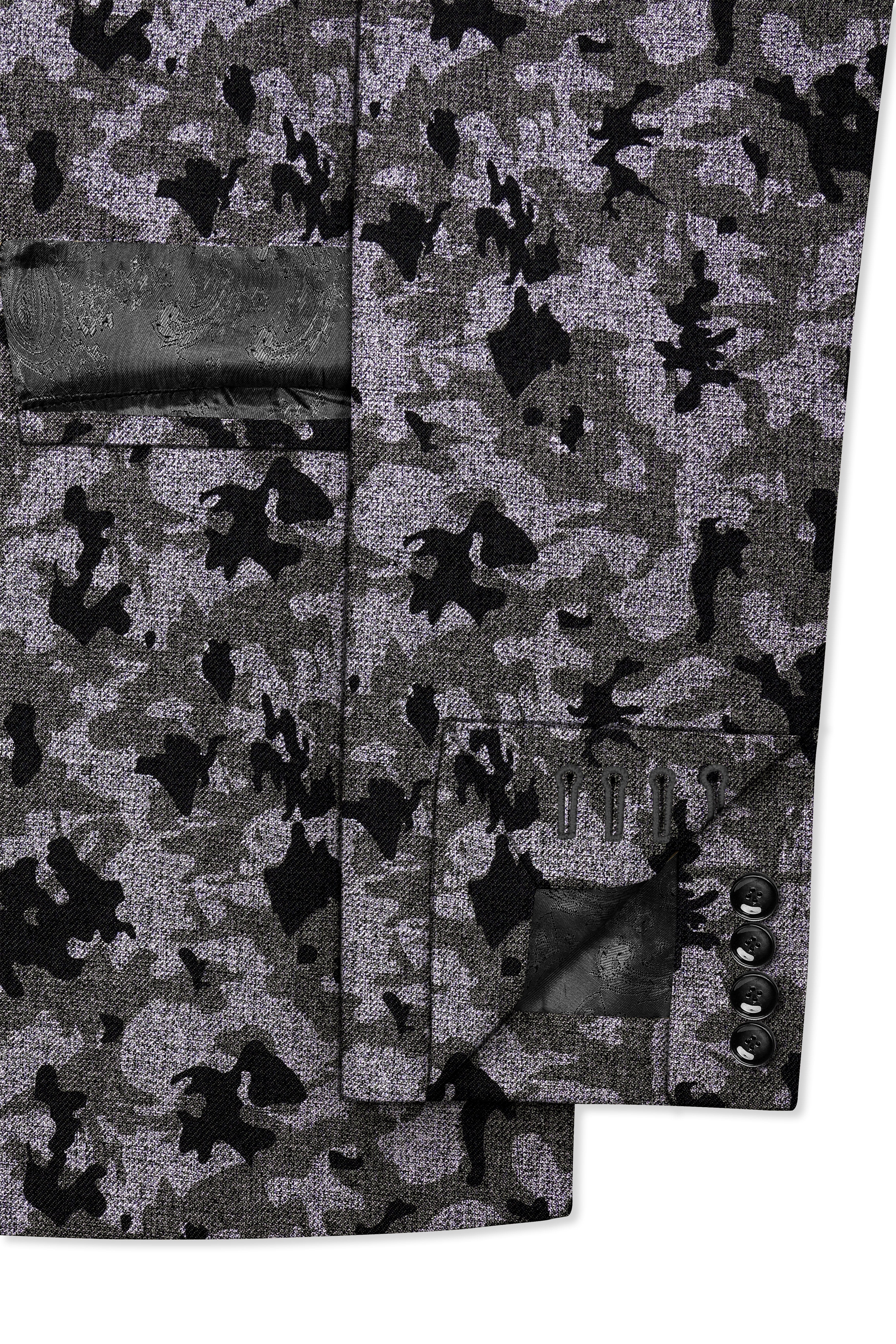 Merlin Green with Scorpion Gray Chintz Printed Bandhgala Designer Blazer