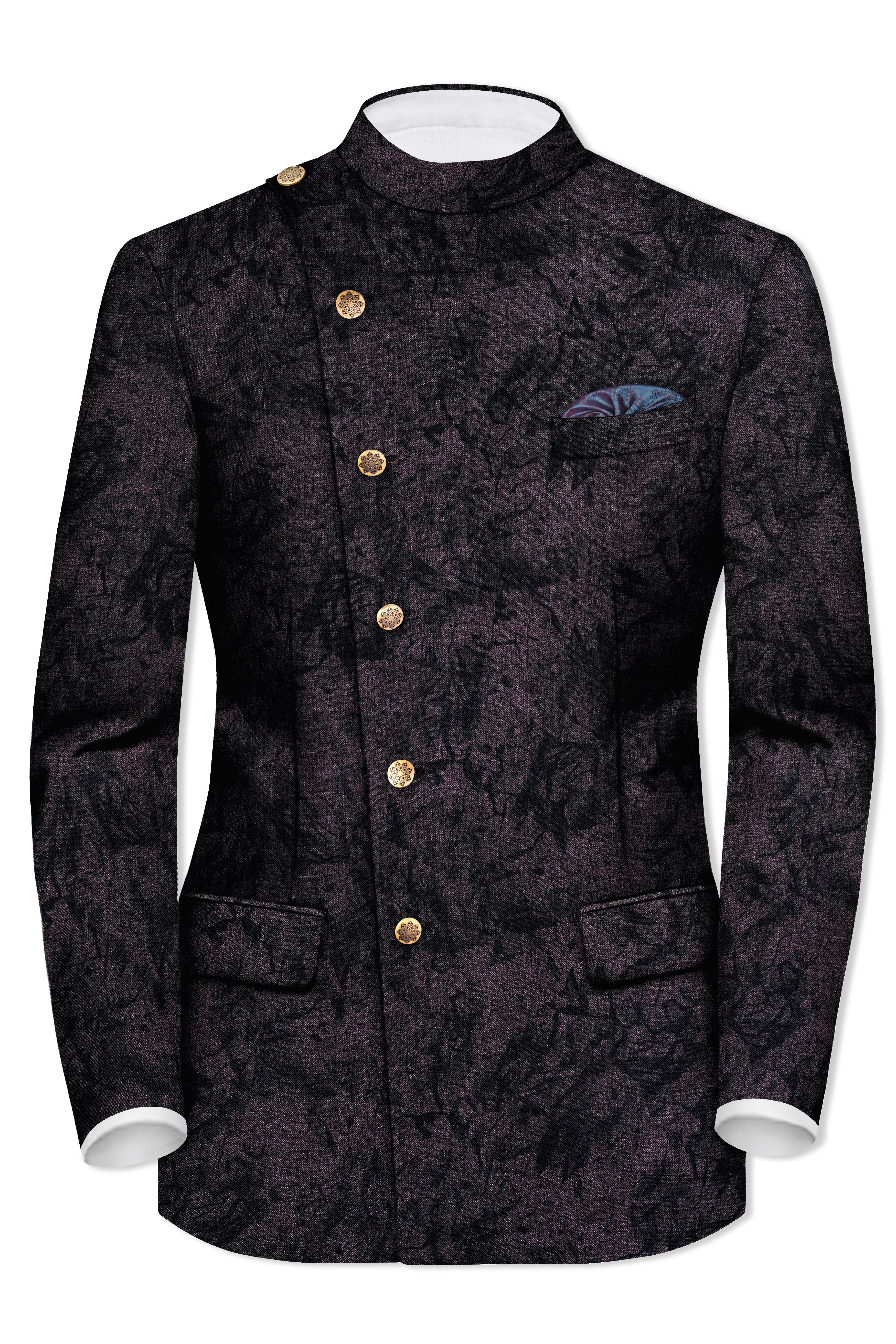 Zeus Pink printed Cross Placket Bandhgala Blazer