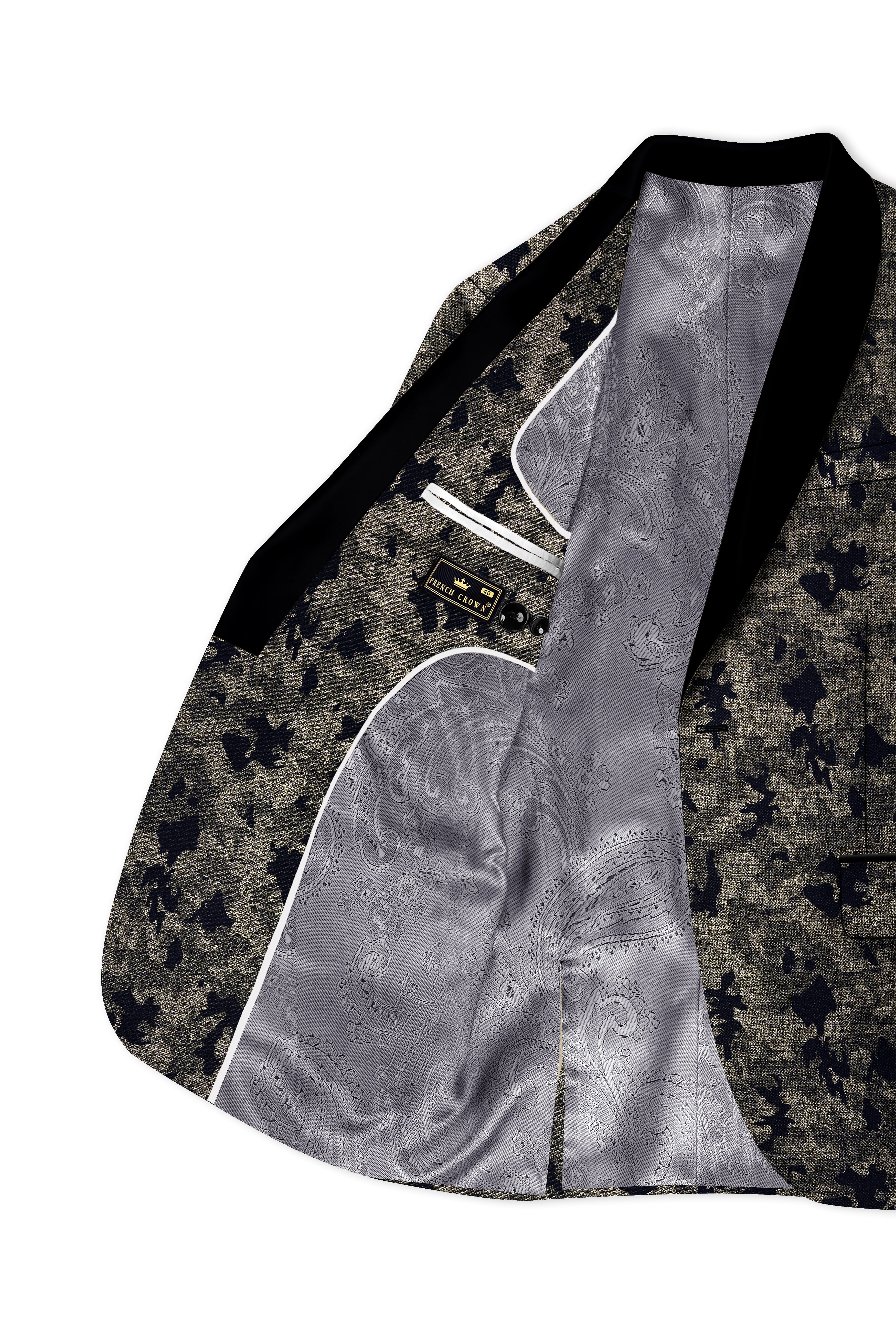 Tundora Brown with Jade Black Ditsy Textured Designer Tuxedo Blazer