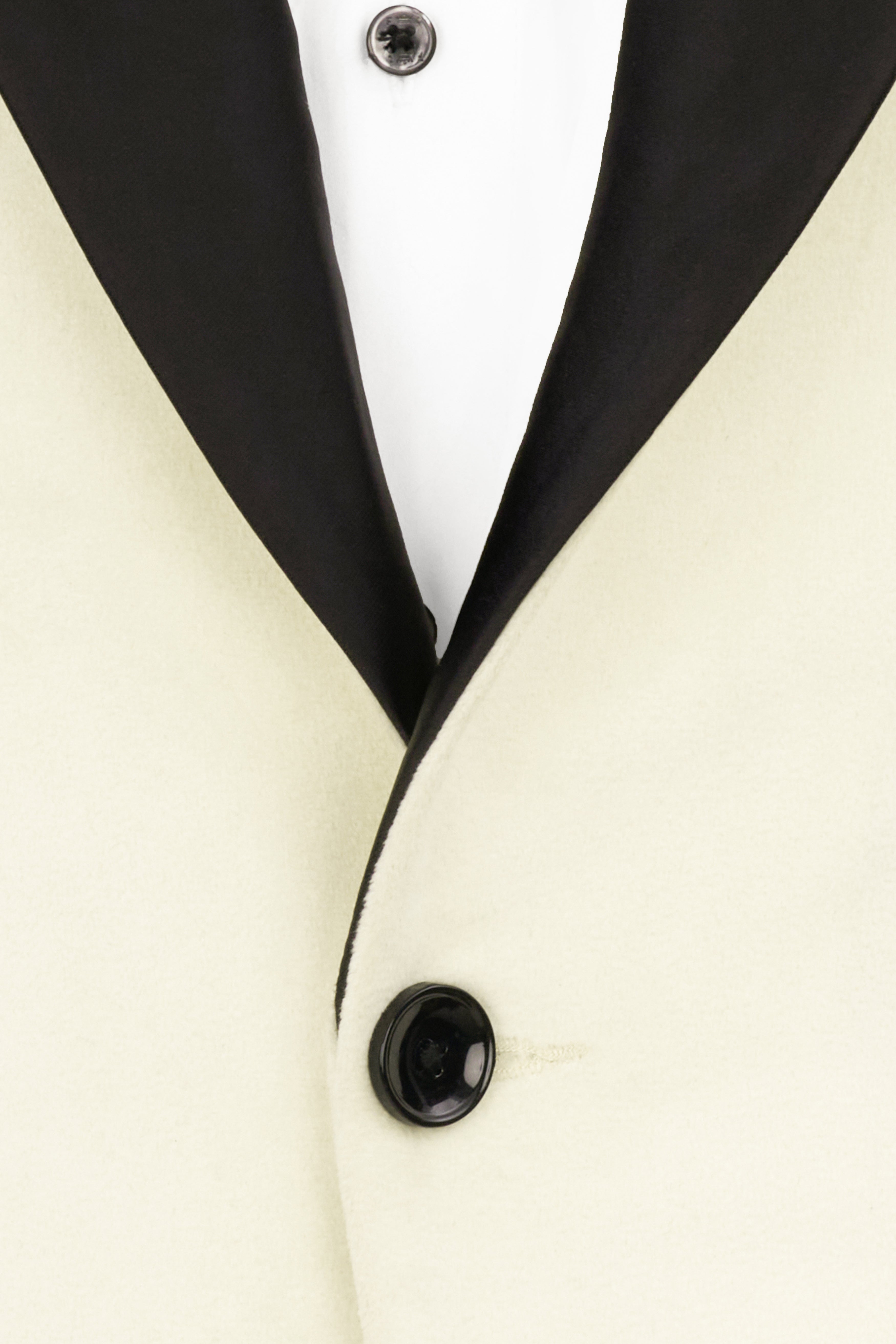 Pearl Bush Cream Velvet Plain-Solid Premium Tuxedo-Blazer for Men.